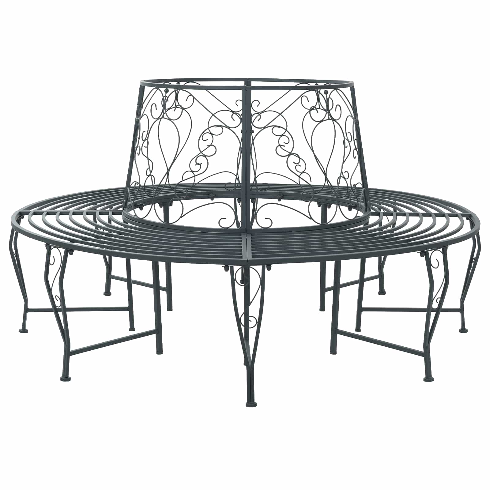 Tree Bench 8-Seater Ø 160 x 89 cm Steel Silver Grey Round