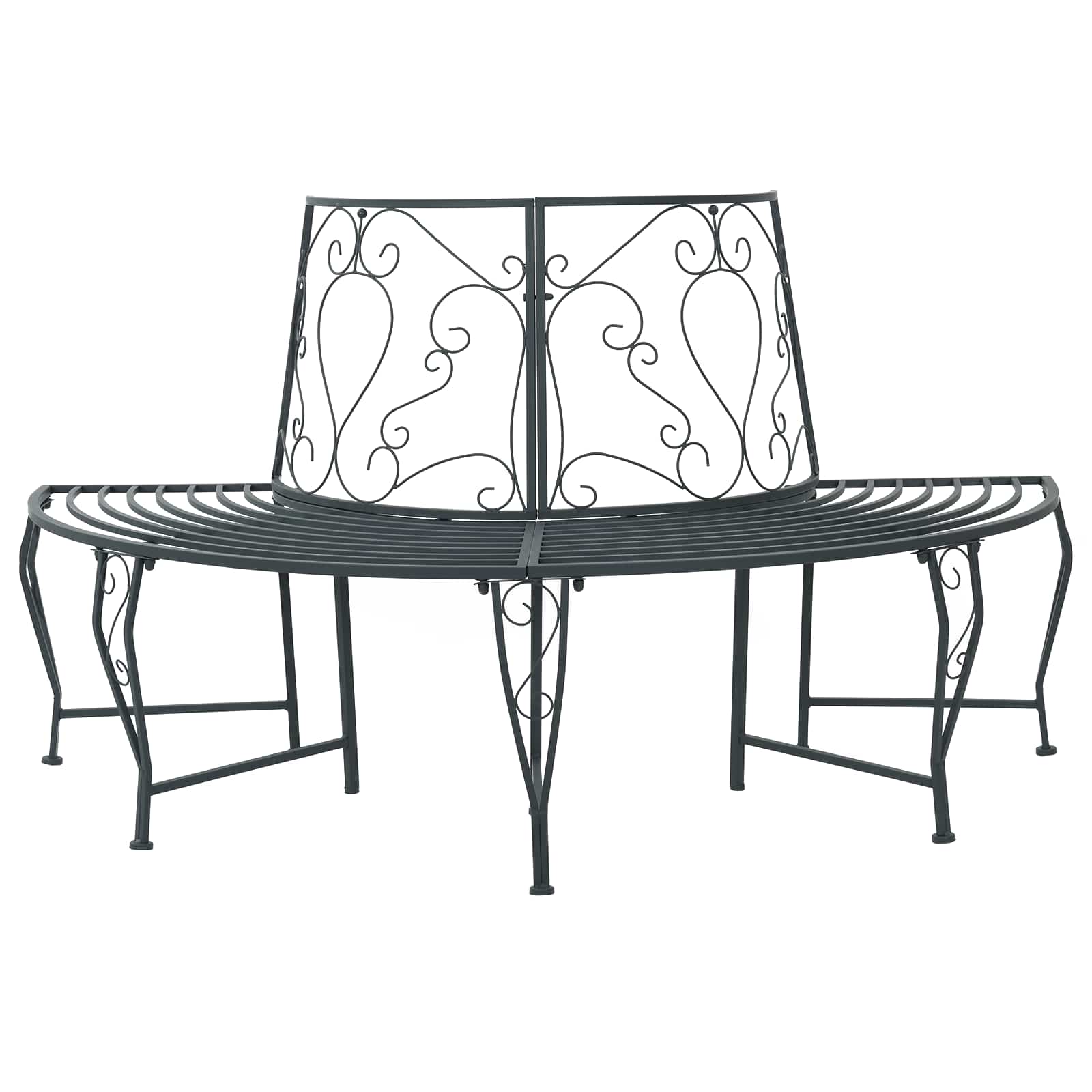 Tree Bench 4-Seater 160 x 80 x 89 cm Steel Silver Grey