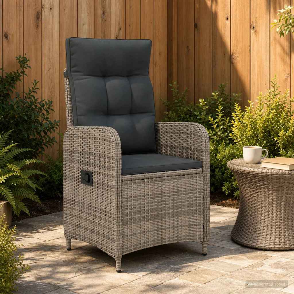 Reclining Garden Chair Grey and Dark Grey