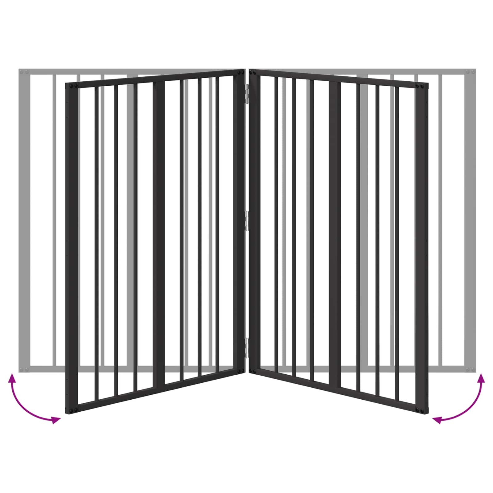 Dog Gate 2 Panels Black 100 x 100 cm Galvanised Steel