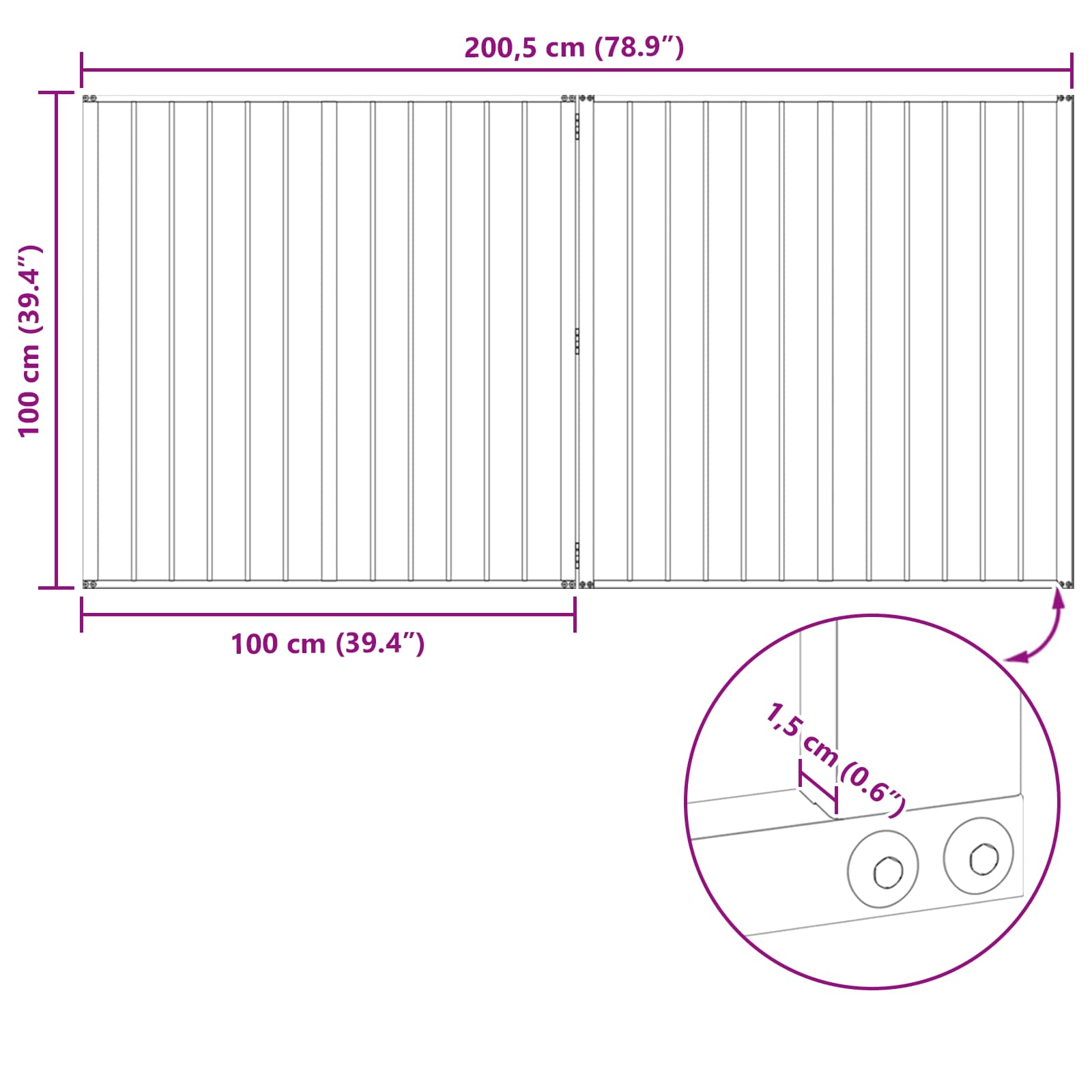 Dog Gate 2 Panels Black 100 x 100 cm Galvanised Steel