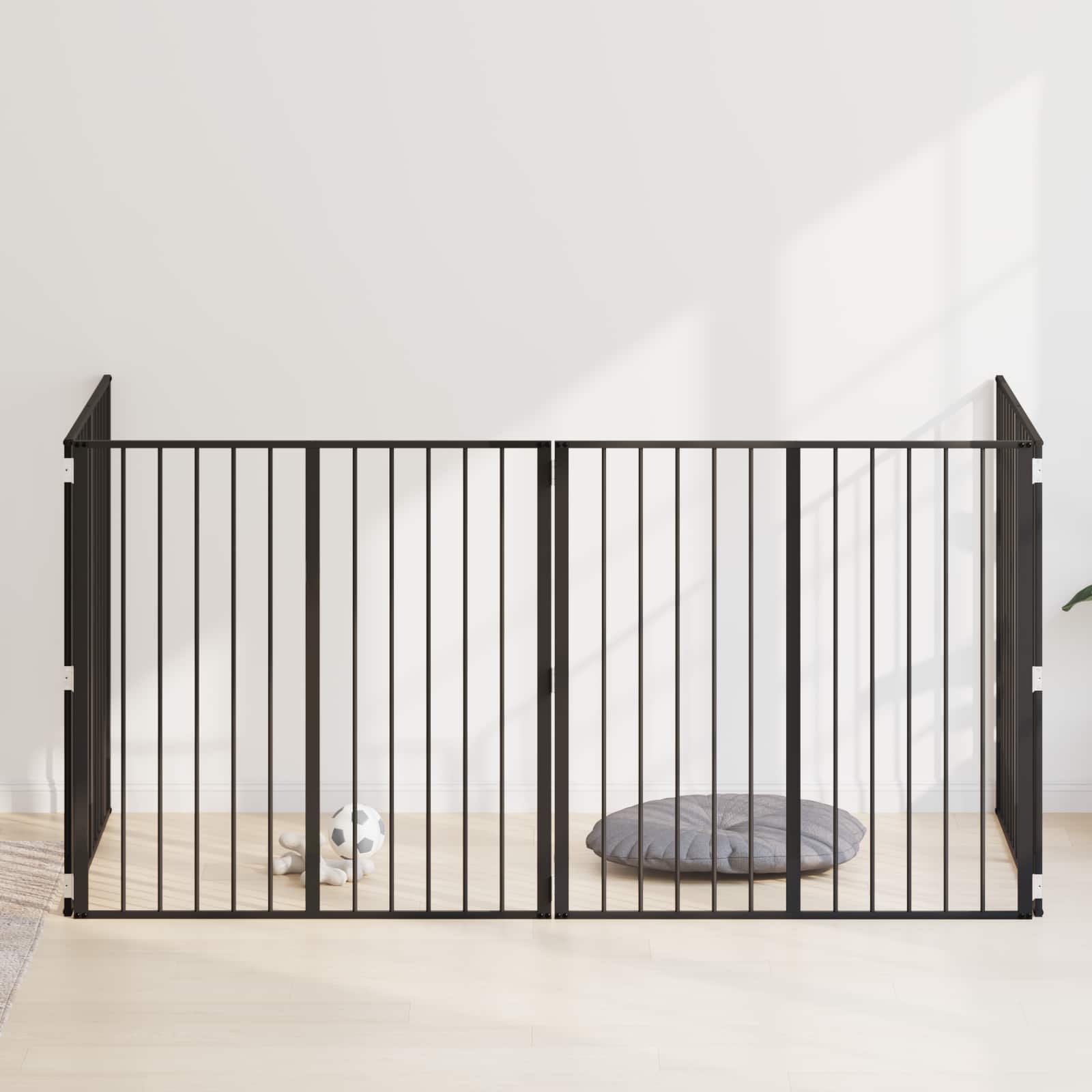 Dog Gate 4 pcs Black 100 x 100 cm Galvanised Steel
