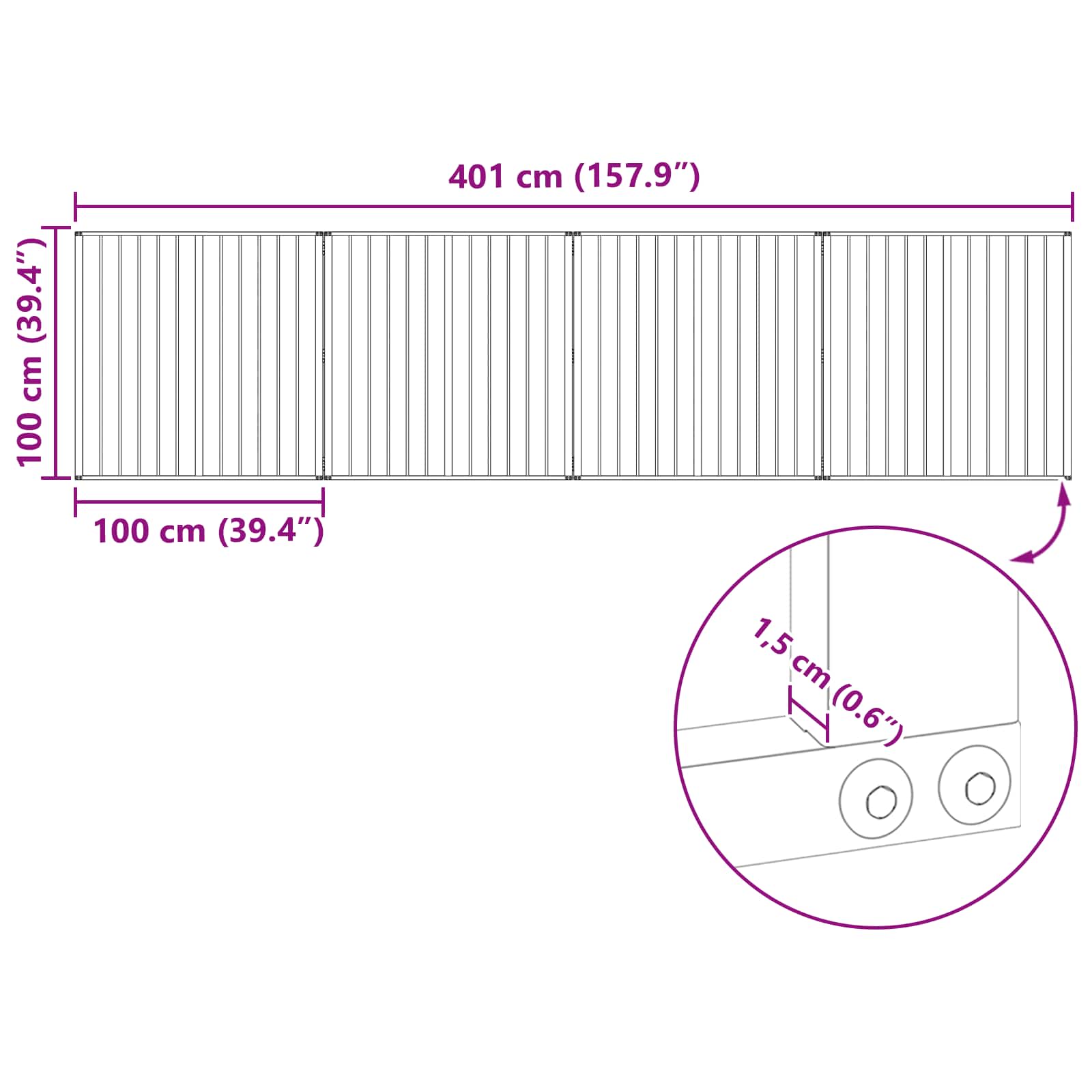 Dog Gate 4 pcs Black 100 x 100 cm Galvanised Steel