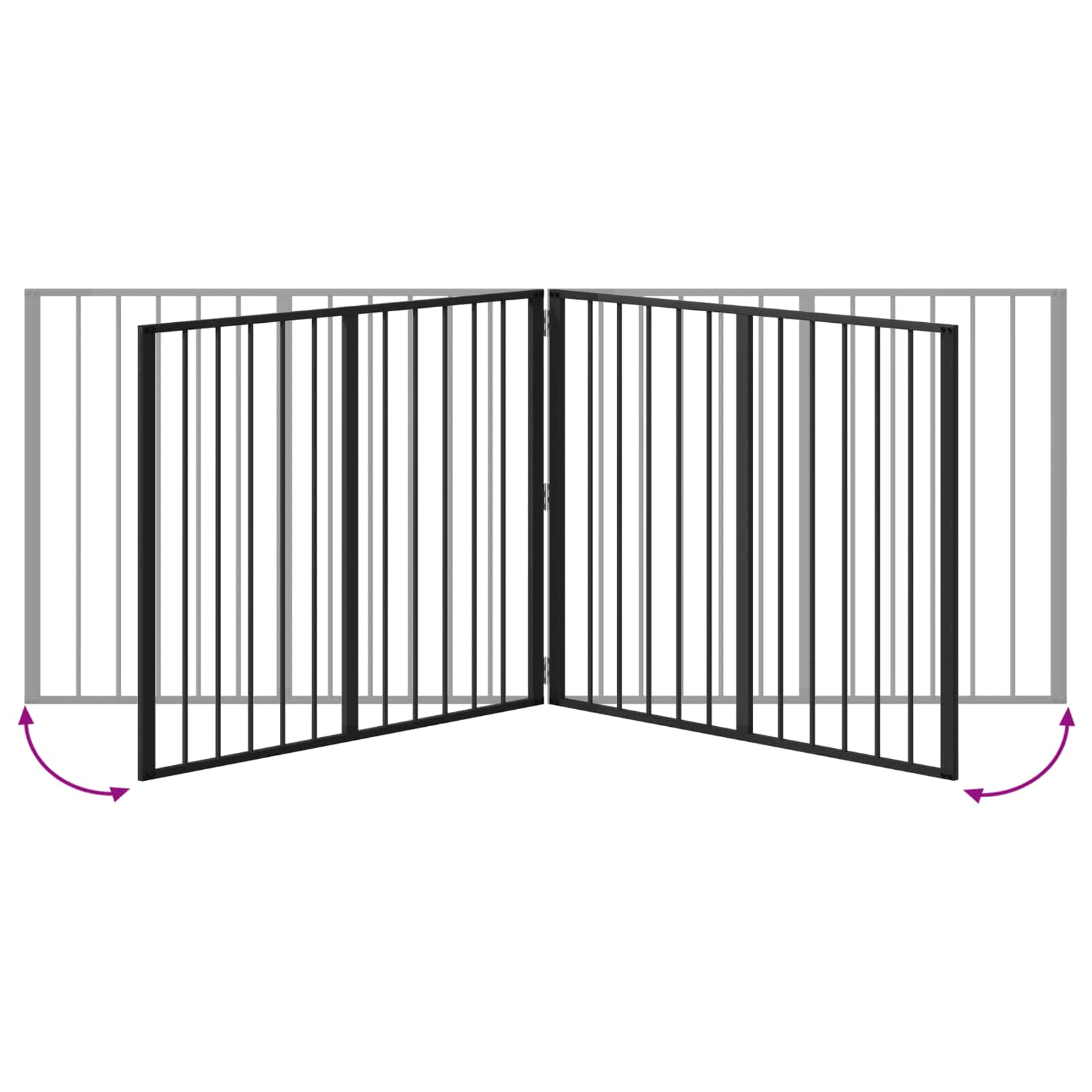 Dog Gate 4 pcs Black 100 x 80 cm Galvanised Steel
