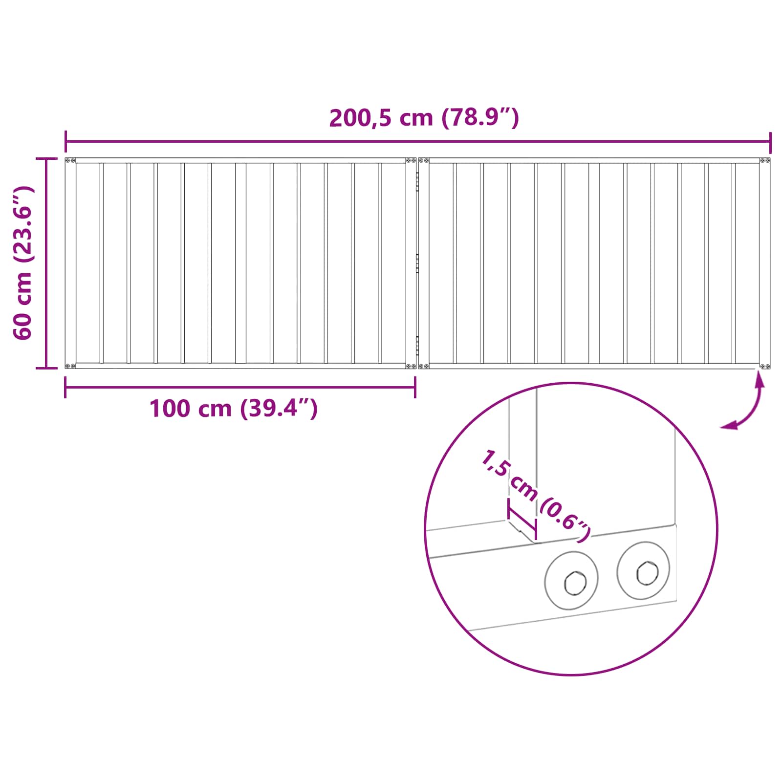 Dog Gate 2 pcs Black 100 x 60 cm Galvanised Steel