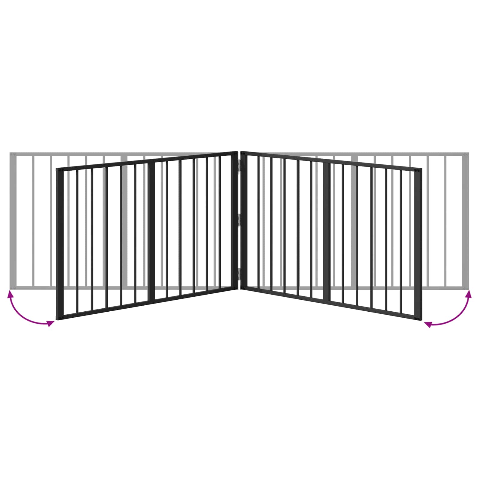 Dog Gate 4 pcs Black 100 x 60 cm Galvanised Steel