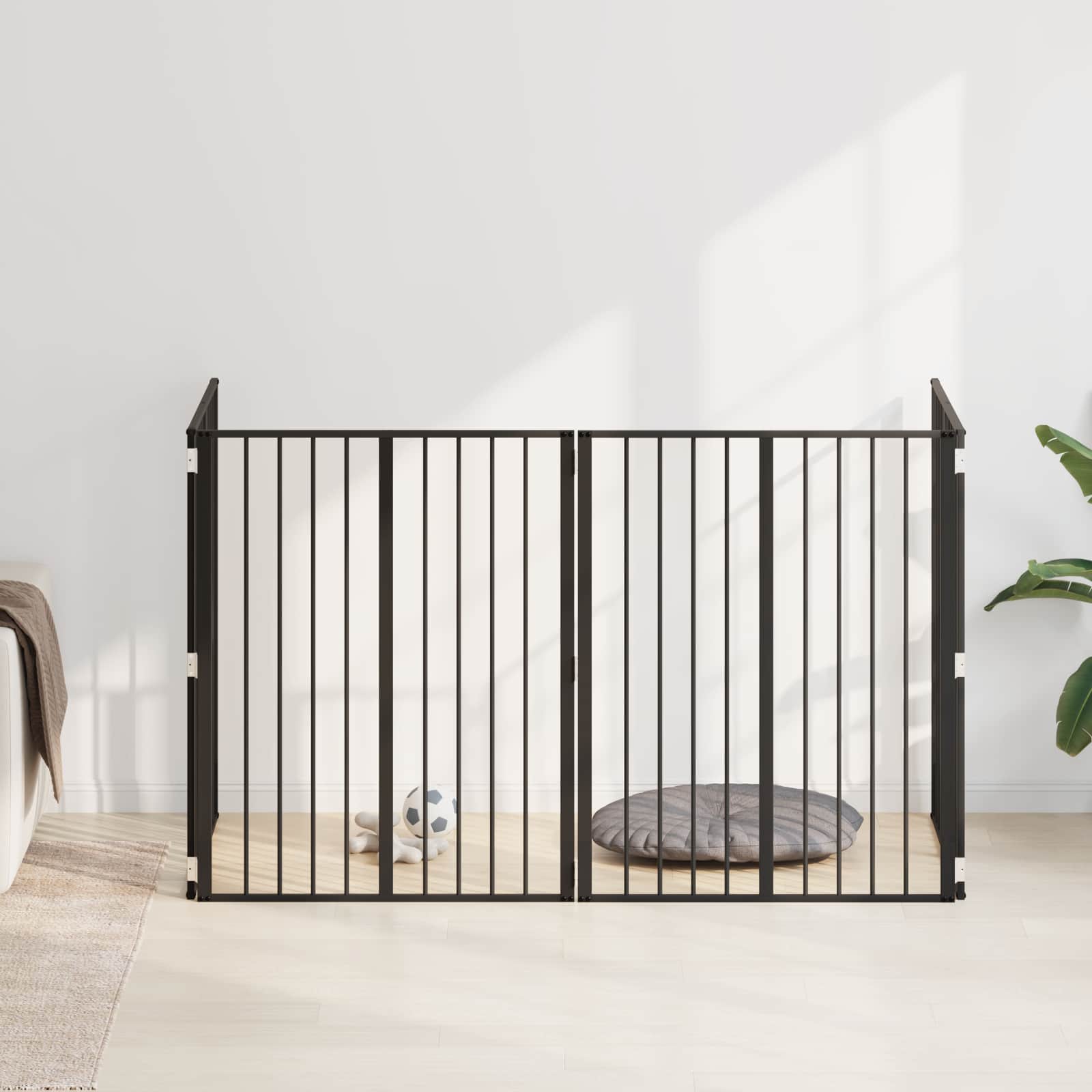 Dog Gate 4 pcs Black 80 x 100 cm Galvanised Steel