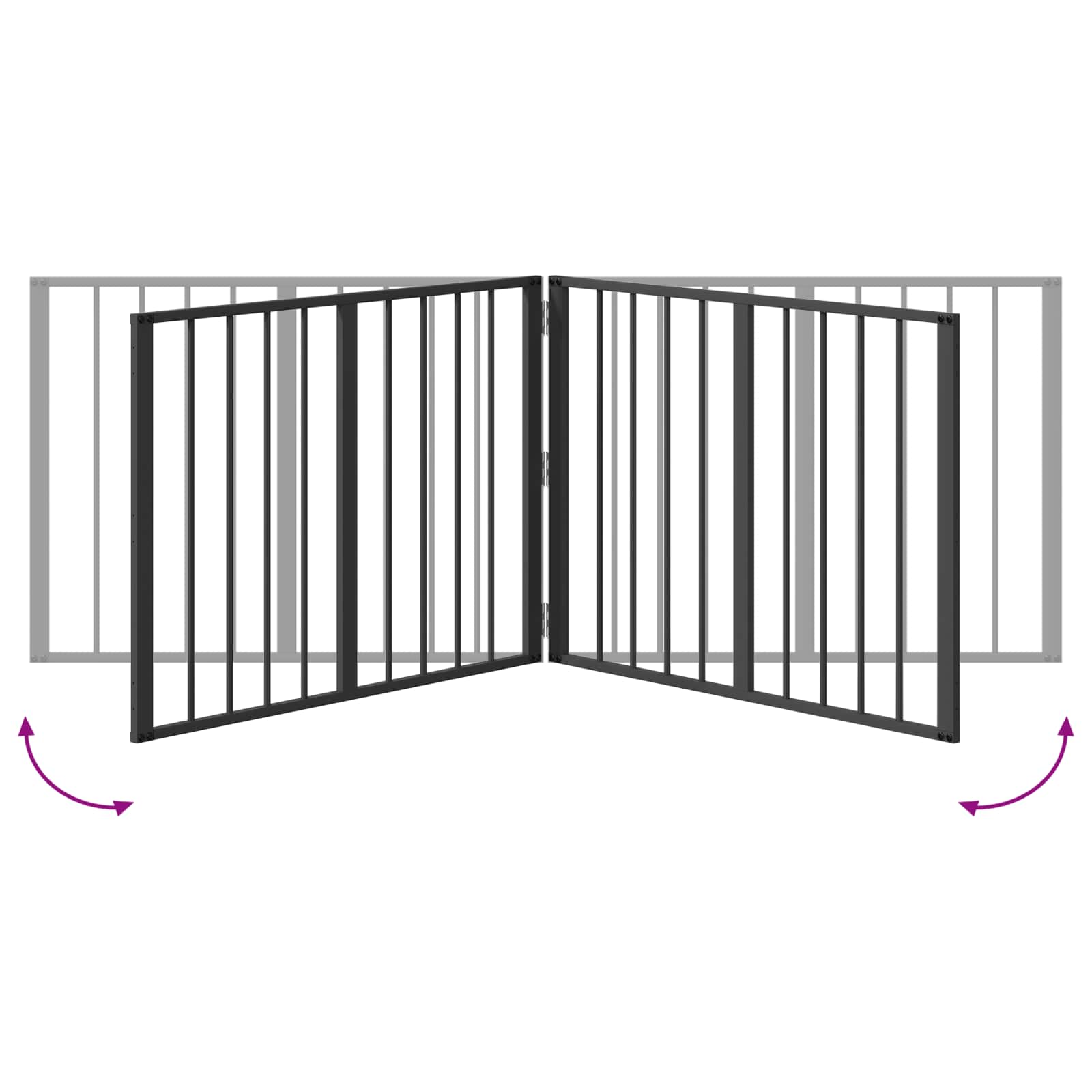 Dog Gate 4 pcs Black 80 x 60 cm Galvanised Steel