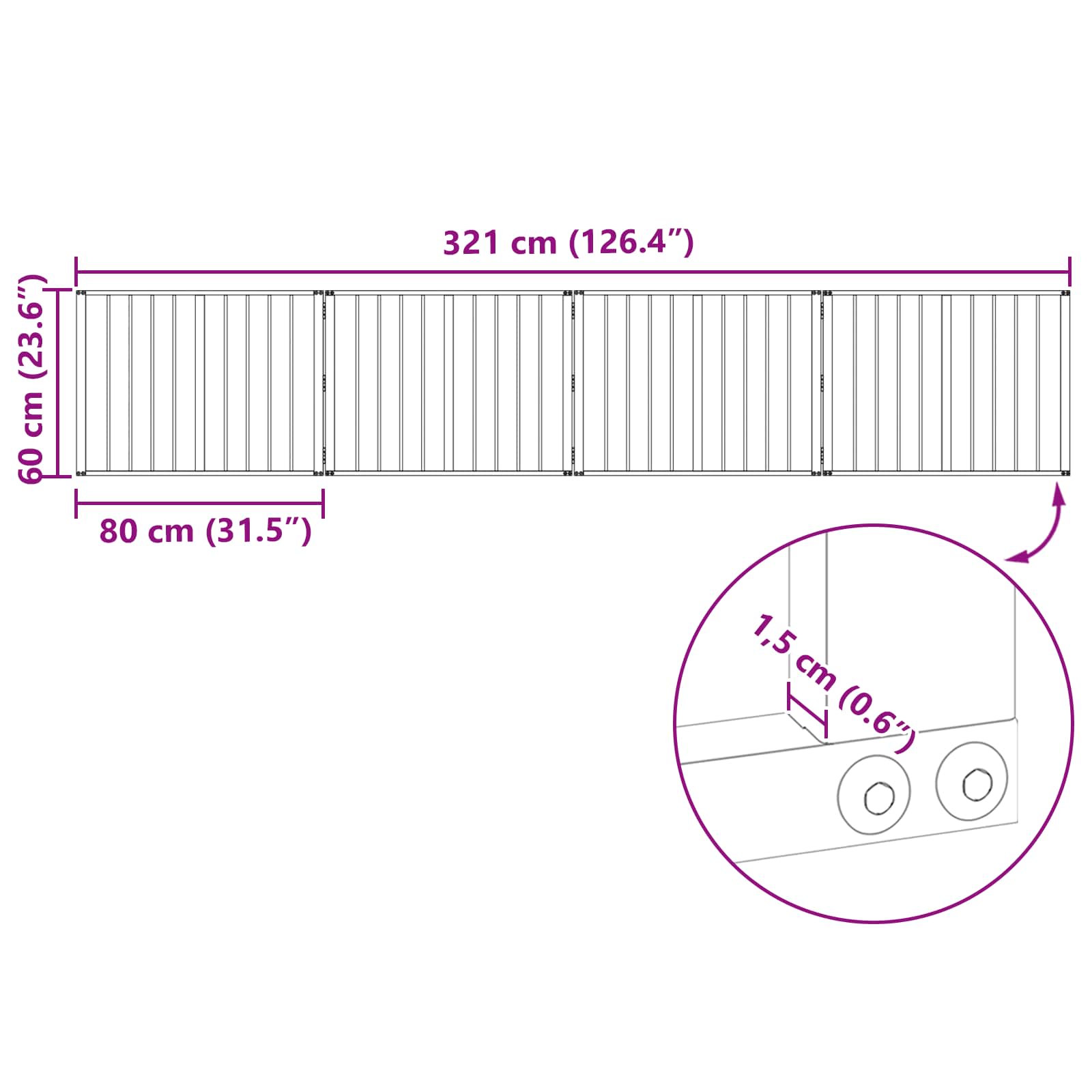 Dog Gate 4 pcs Black 80 x 60 cm Galvanised Steel
