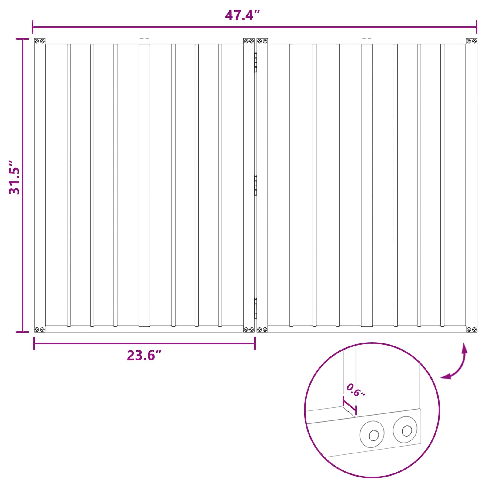 Dog Gate 2 pcs Black 60 x 80 cm Galvanised Steel
