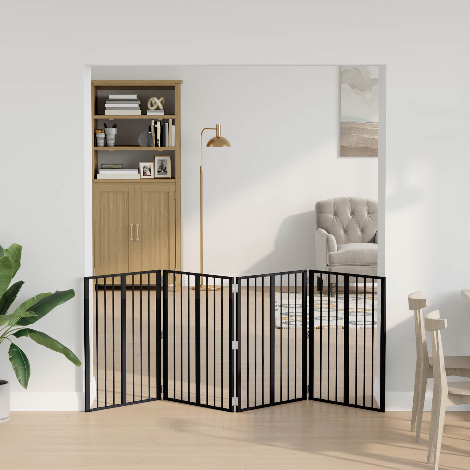 Dog Gate 4 pcs Black 60 x 80 cm Galvanised Steel