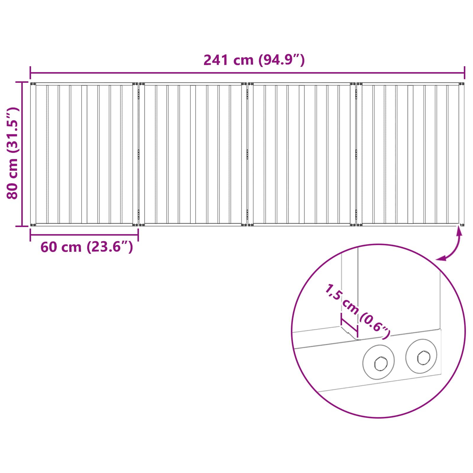 Dog Gate 4 pcs Black 60 x 80 cm Galvanised Steel