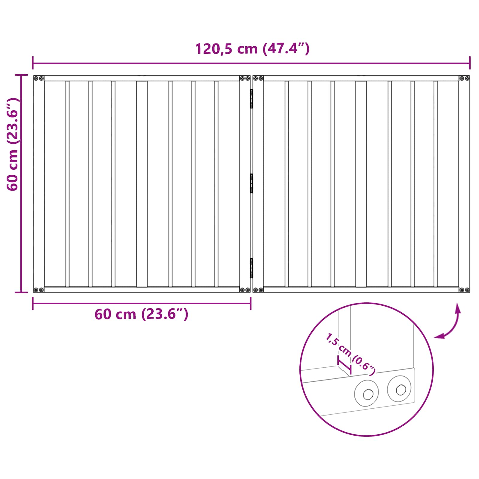 Dog Gate 2 pcs Black 60 x 60 cm Galvanised Steel