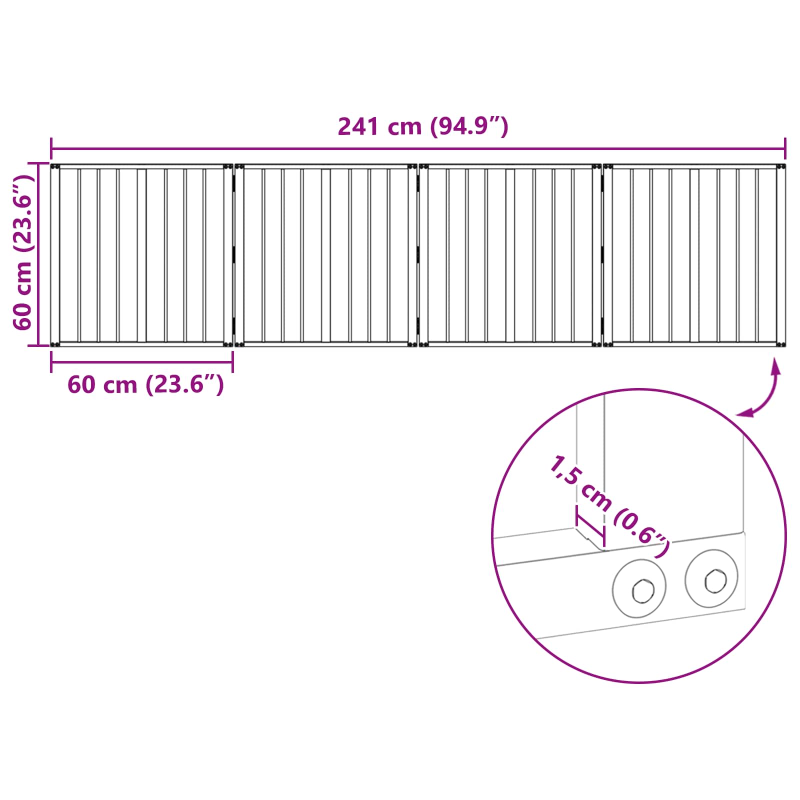 Dog Gate 4 pcs Black 60 x 60 cm Galvanised Steel