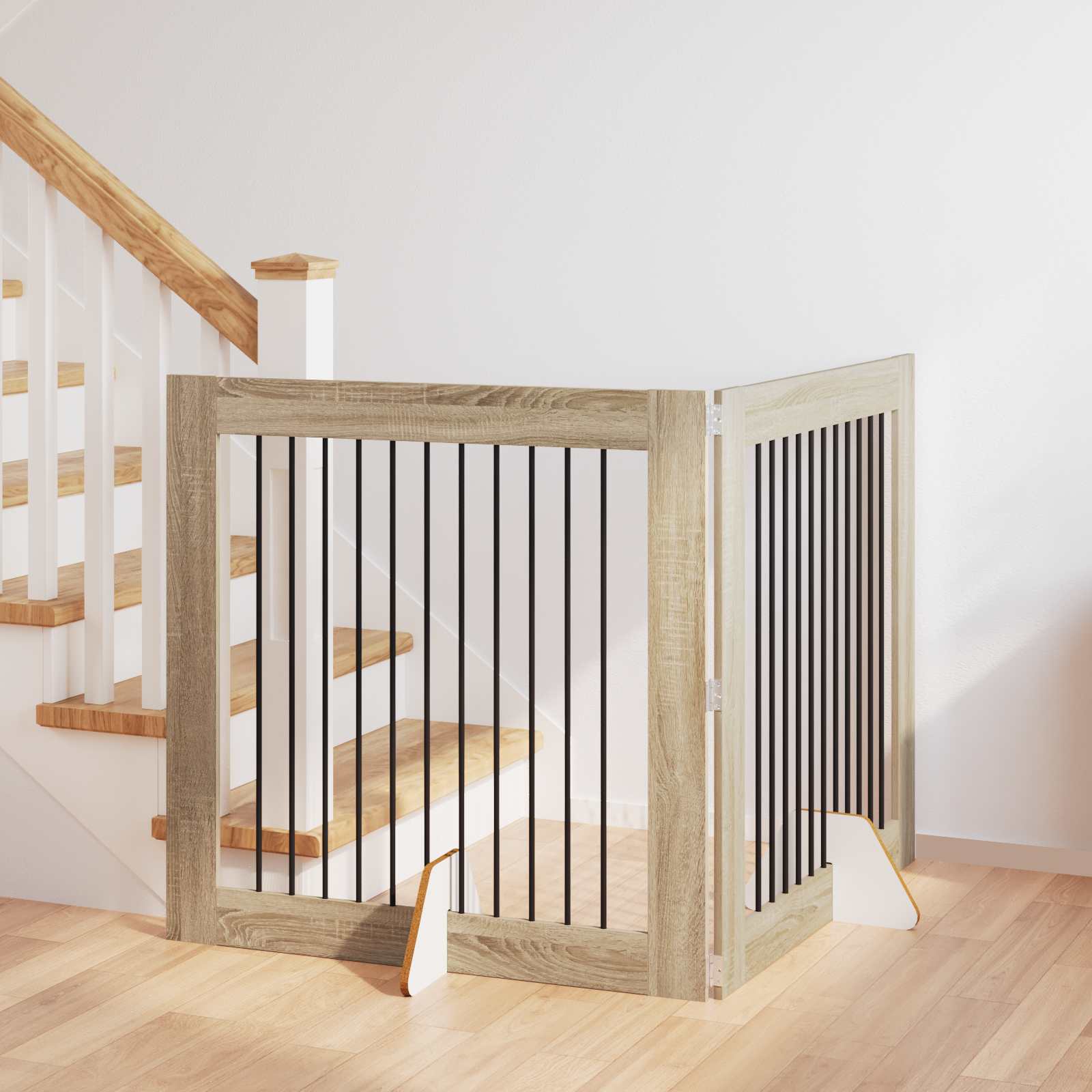 Dog Gate with Stands 2 pcs Sonoma Oak 100 x 100 cm