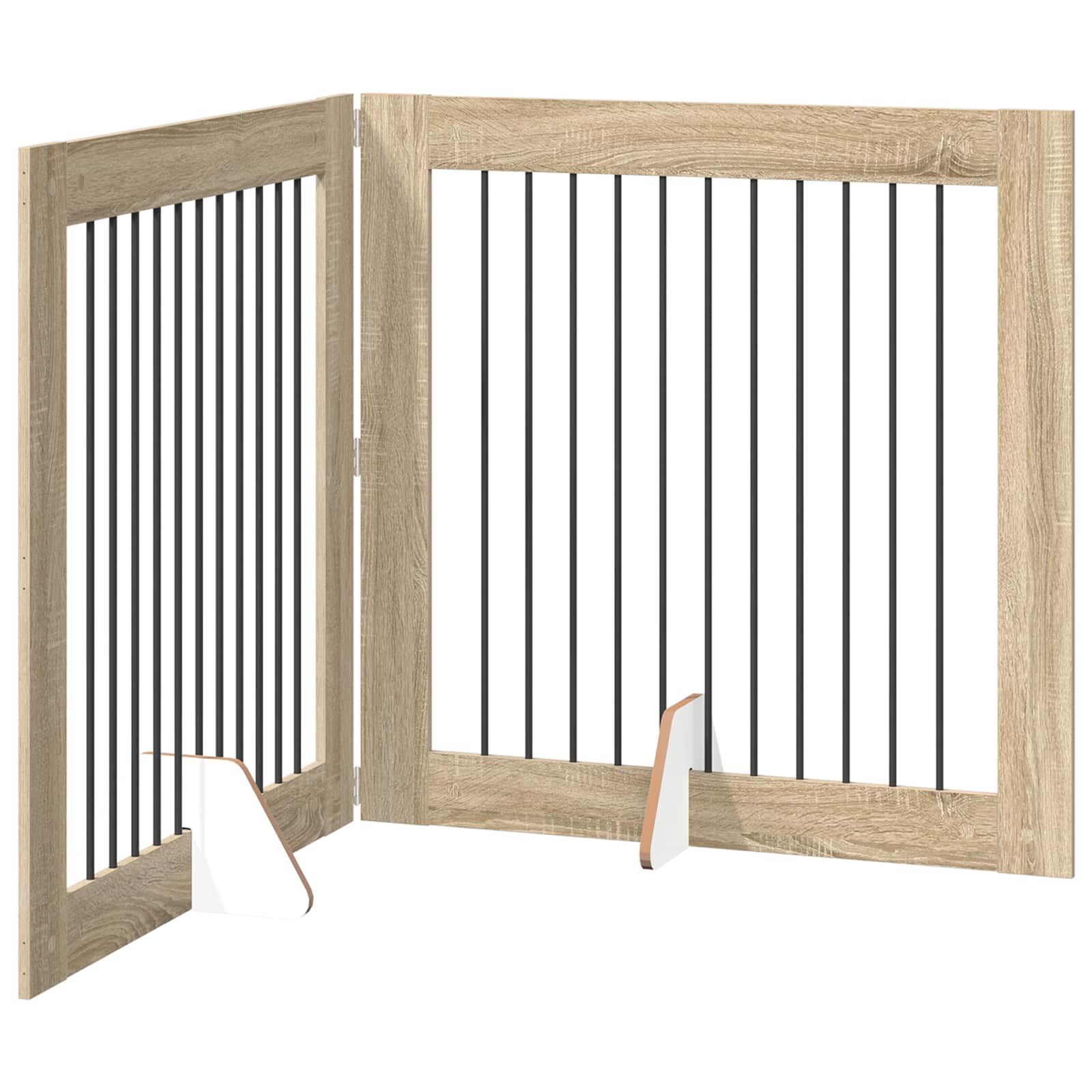 Foldable Dog Gate with Stands 2 pcs Sonoma Oak 200.5 cm