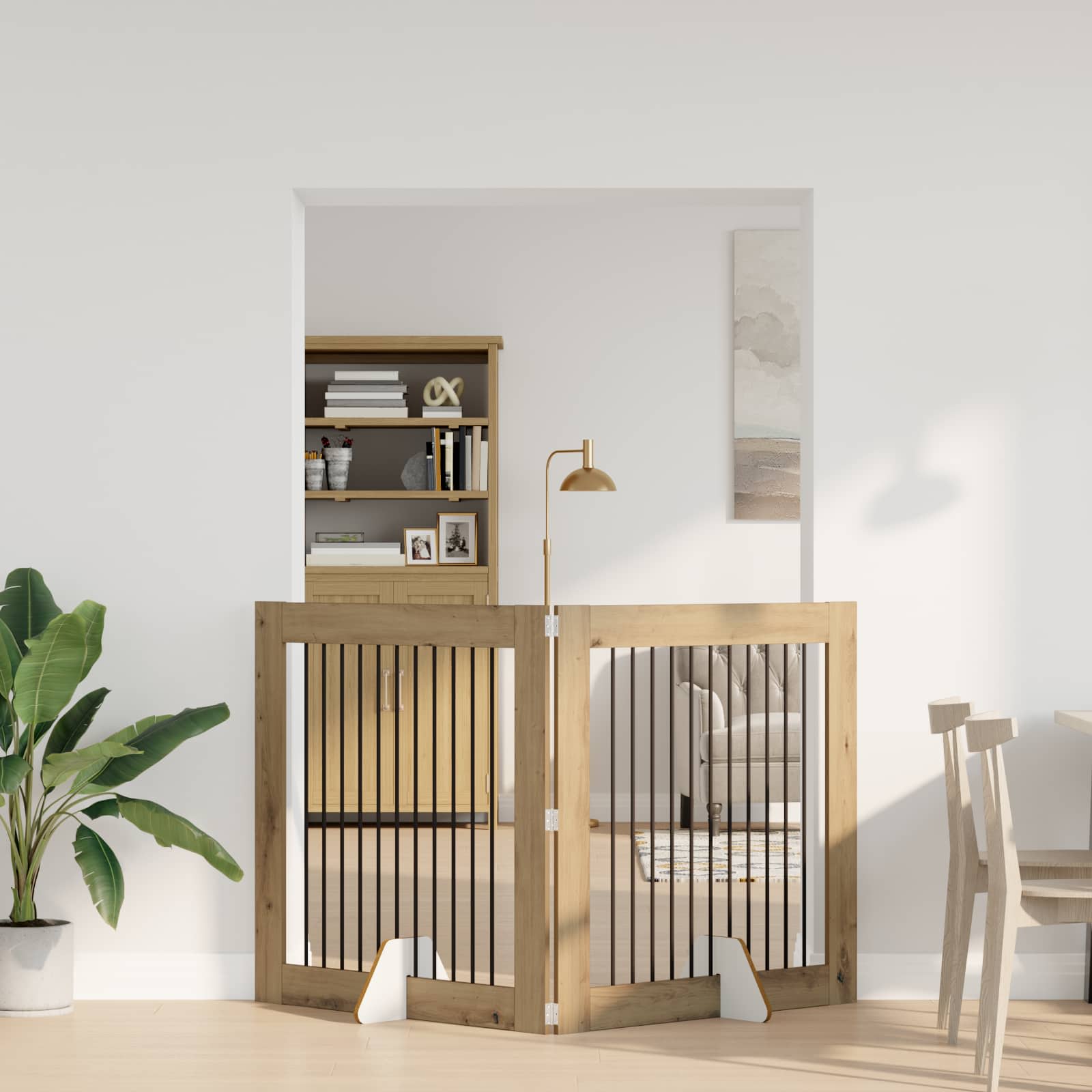 Foldable Dog Gate with Stands 2 pcs Artisan Oak 200.5 cm
