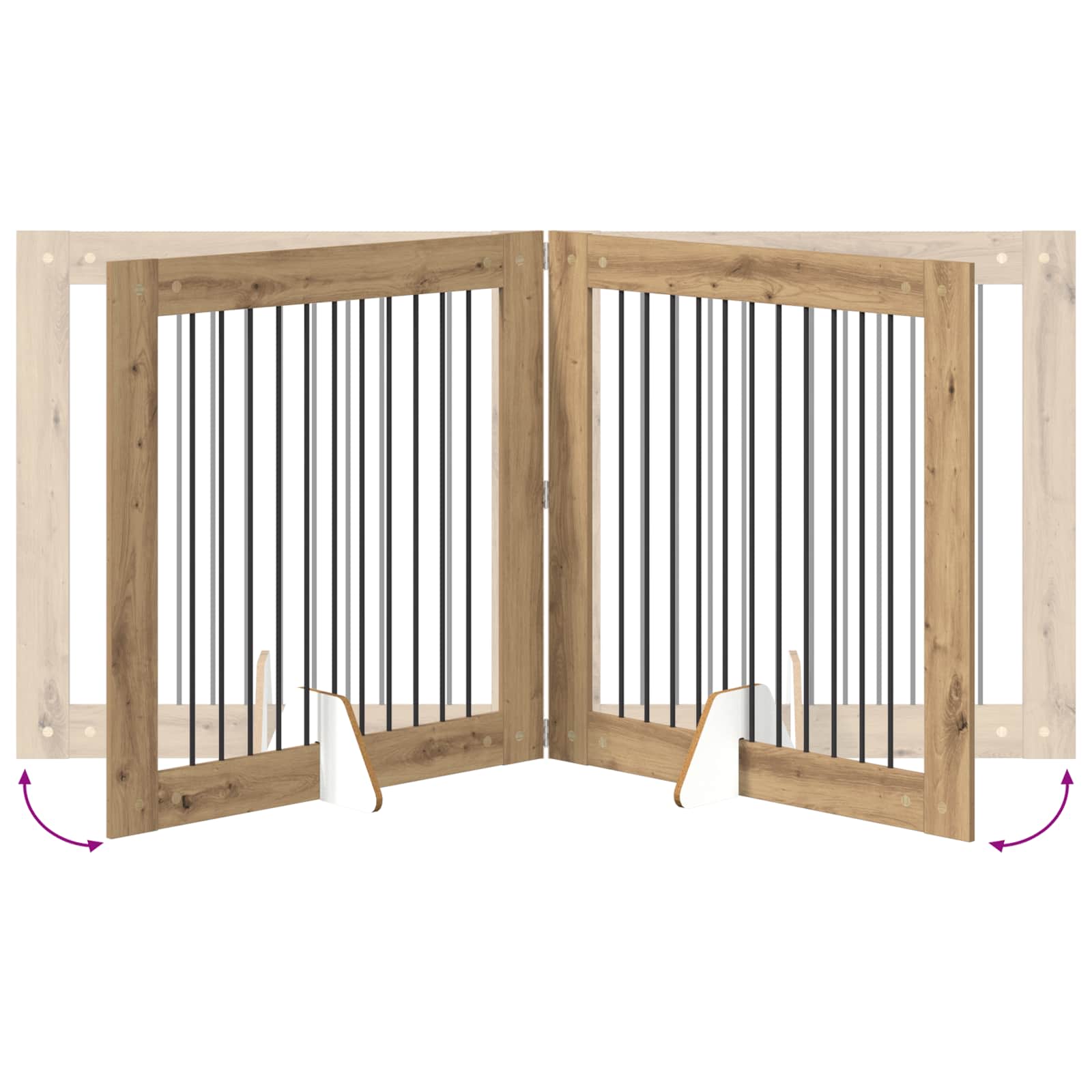 Foldable Dog Gate with Stands 2 pcs Artisan Oak 200.5 cm
