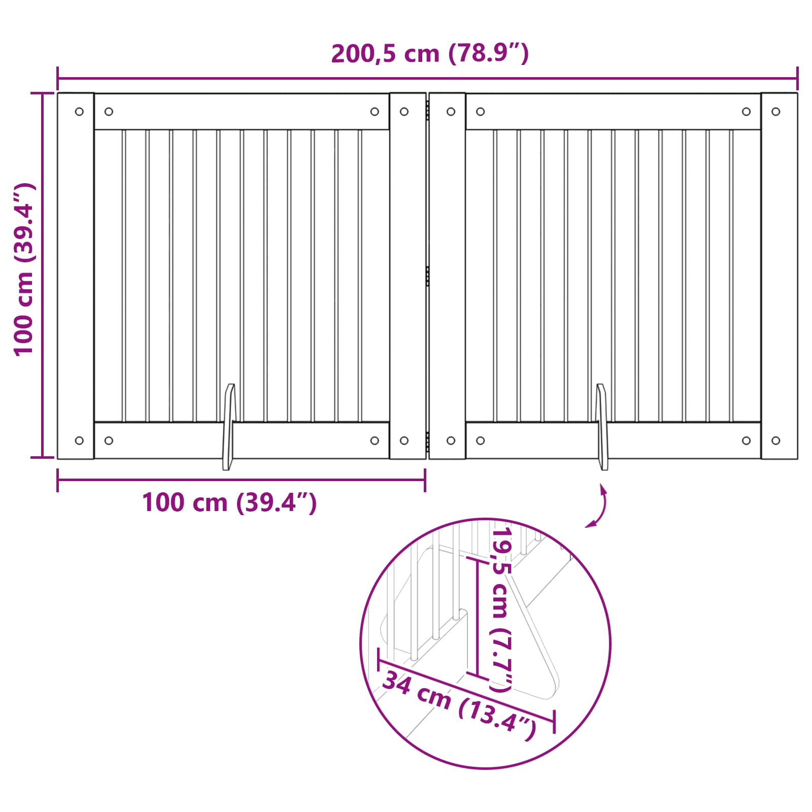 Foldable Dog Gate with Stands 2 pcs Artisan Oak 200.5 cm