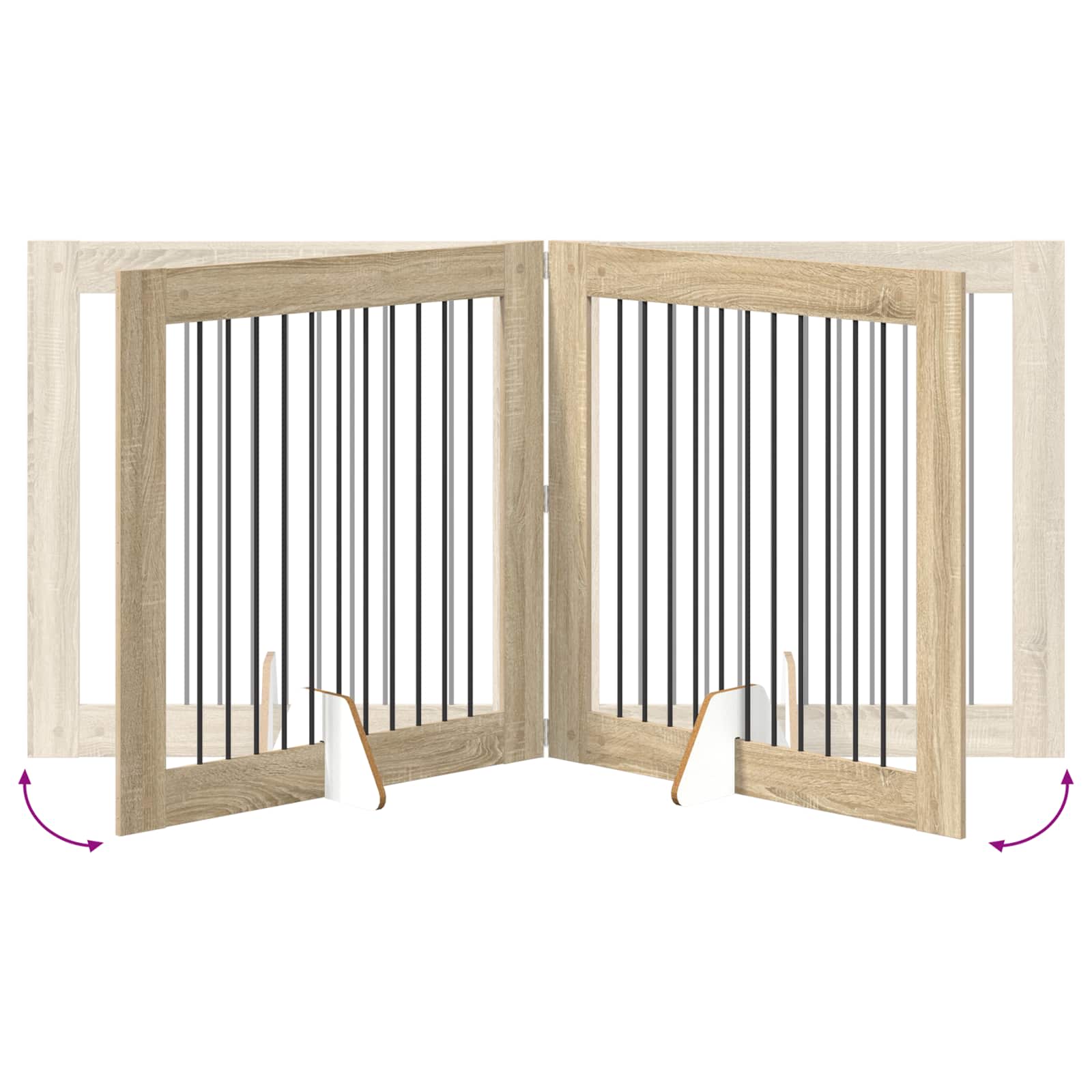 Foldable Dog Gate with Stands 4 pcs Sonoma Oak 401 cm