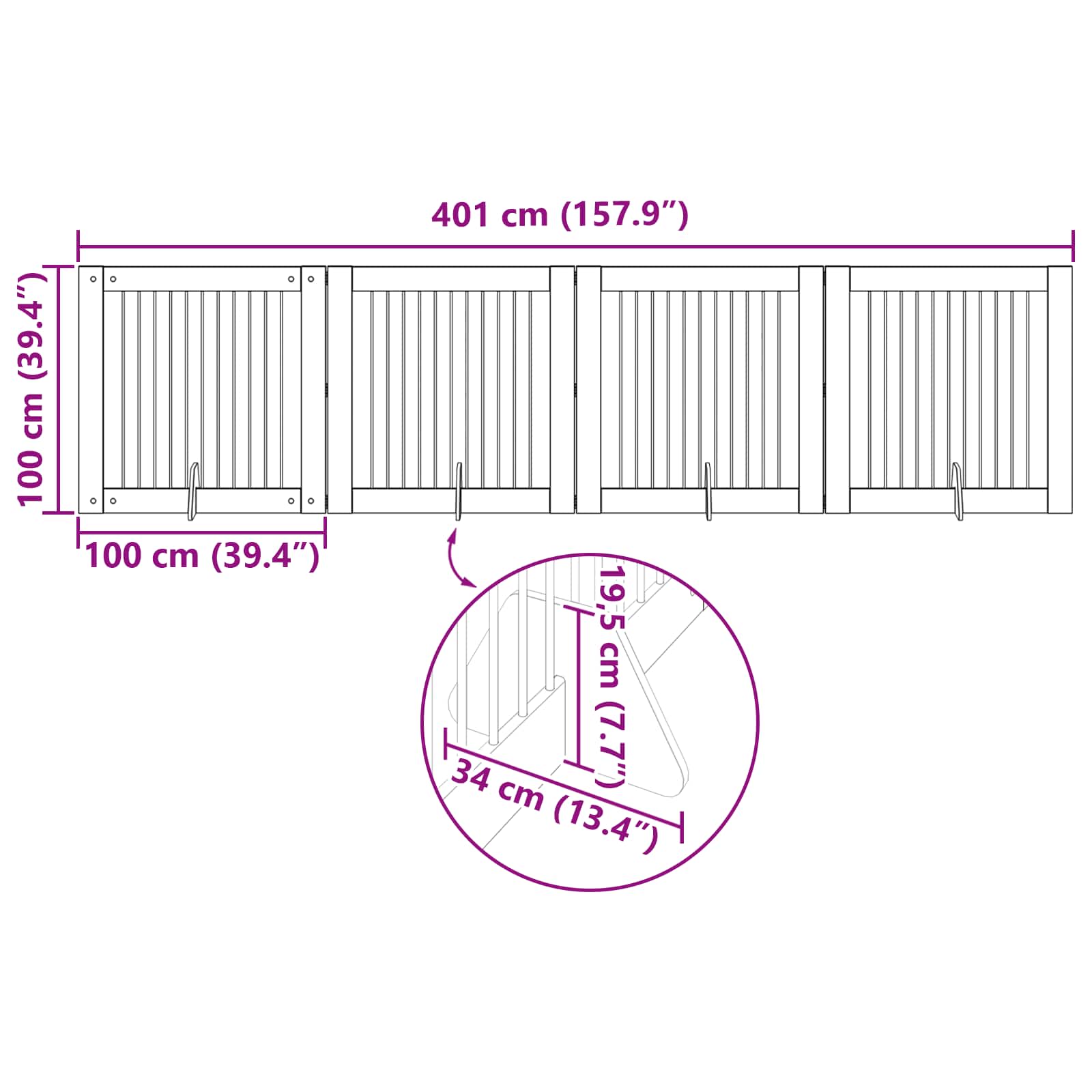 Foldable Dog Gate with Stands 4 pcs Sonoma Oak 401 cm