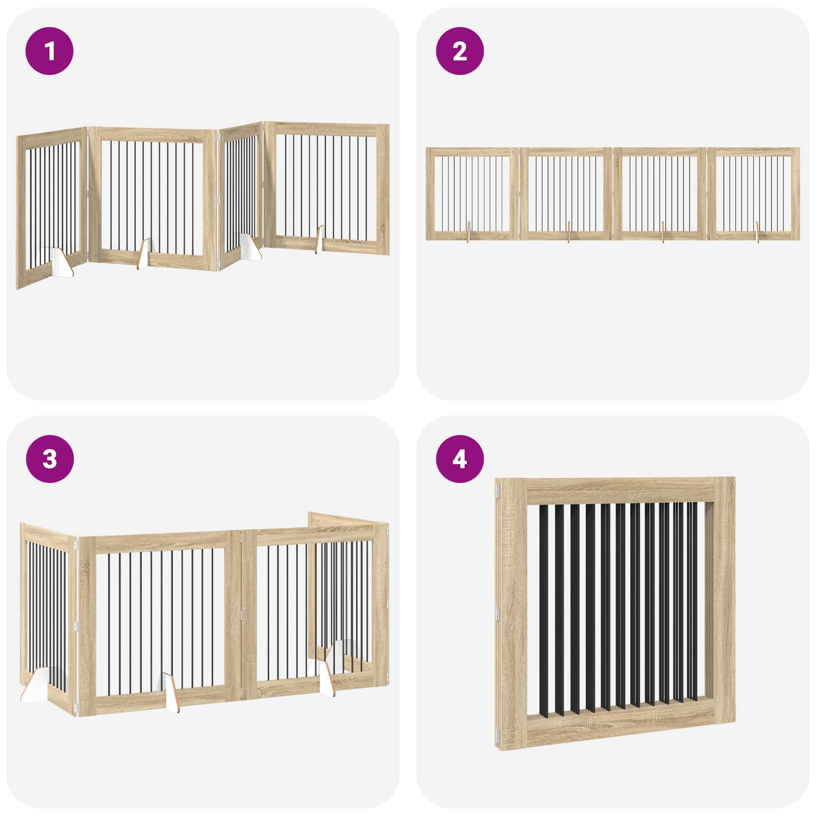 Foldable Dog Gate with Stands 4 pcs Sonoma Oak 401 cm