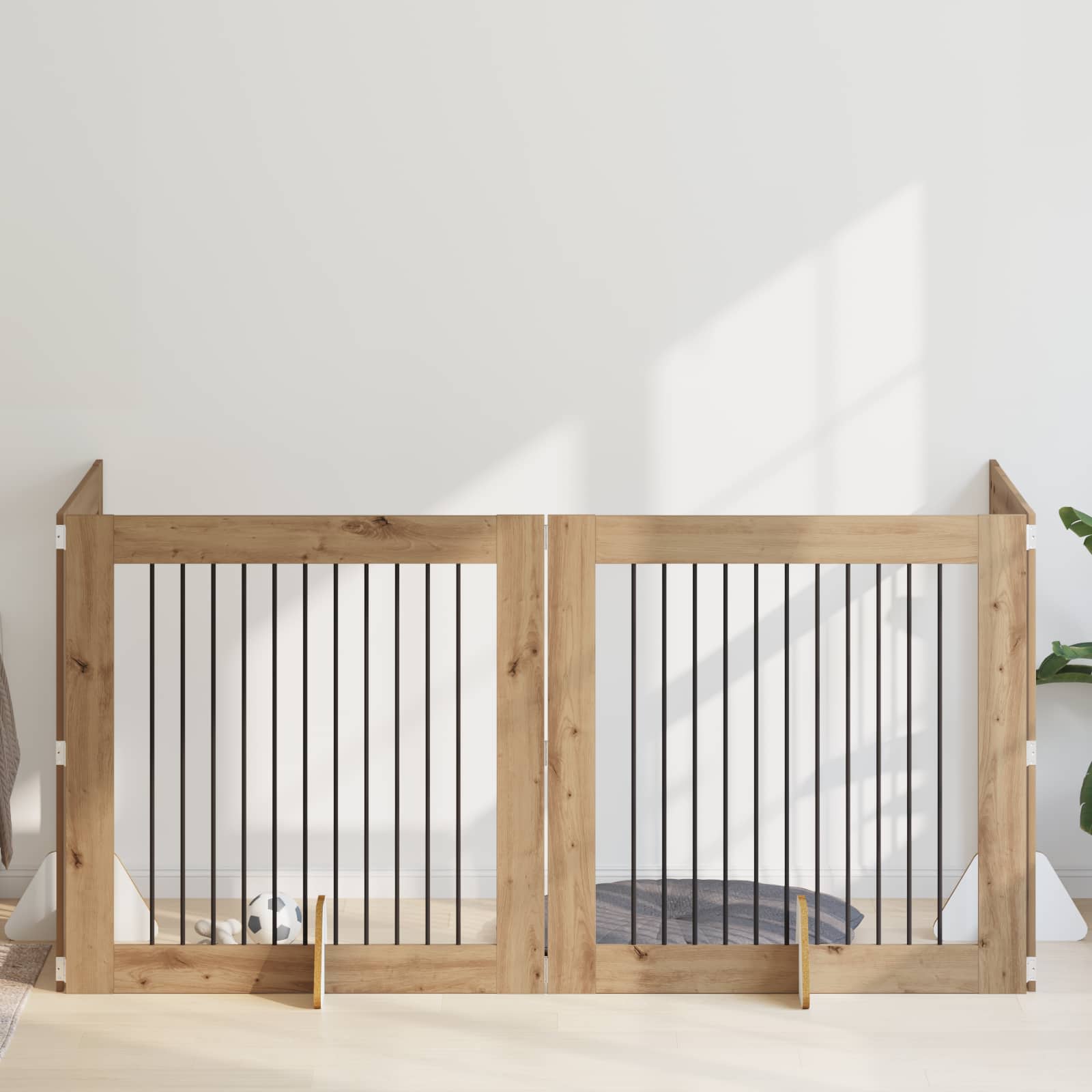 Dog Gate with Stands 4 pcs Artisan Oak 100 x 100 cm