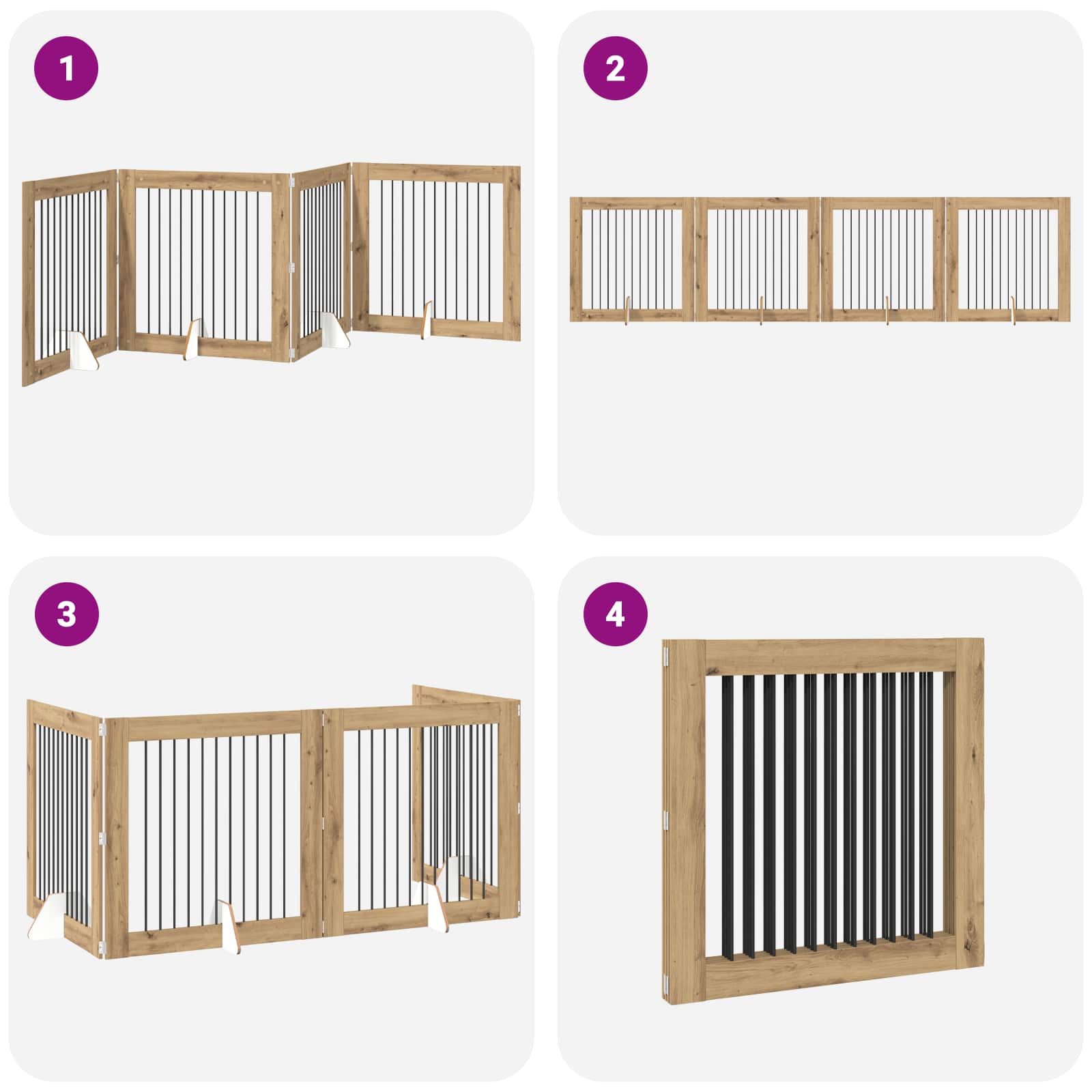 Foldable Dog Gate with Stands 4 pcs Artisan Oak 401 cm