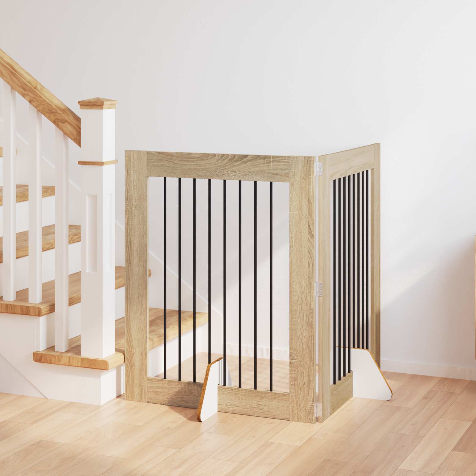 Dog Gate with Stands 2 pcs Sonoma Oak 80 x 100 cm