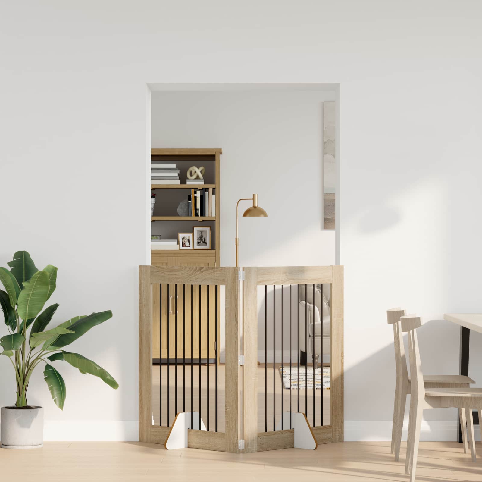 Foldable Dog Gate with Stands 2 pcs Sonoma Oak 160.5 cm