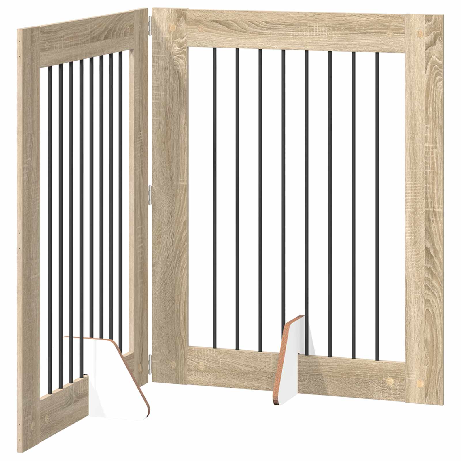 Foldable Dog Gate with Stands 2 pcs Sonoma Oak 160.5 cm