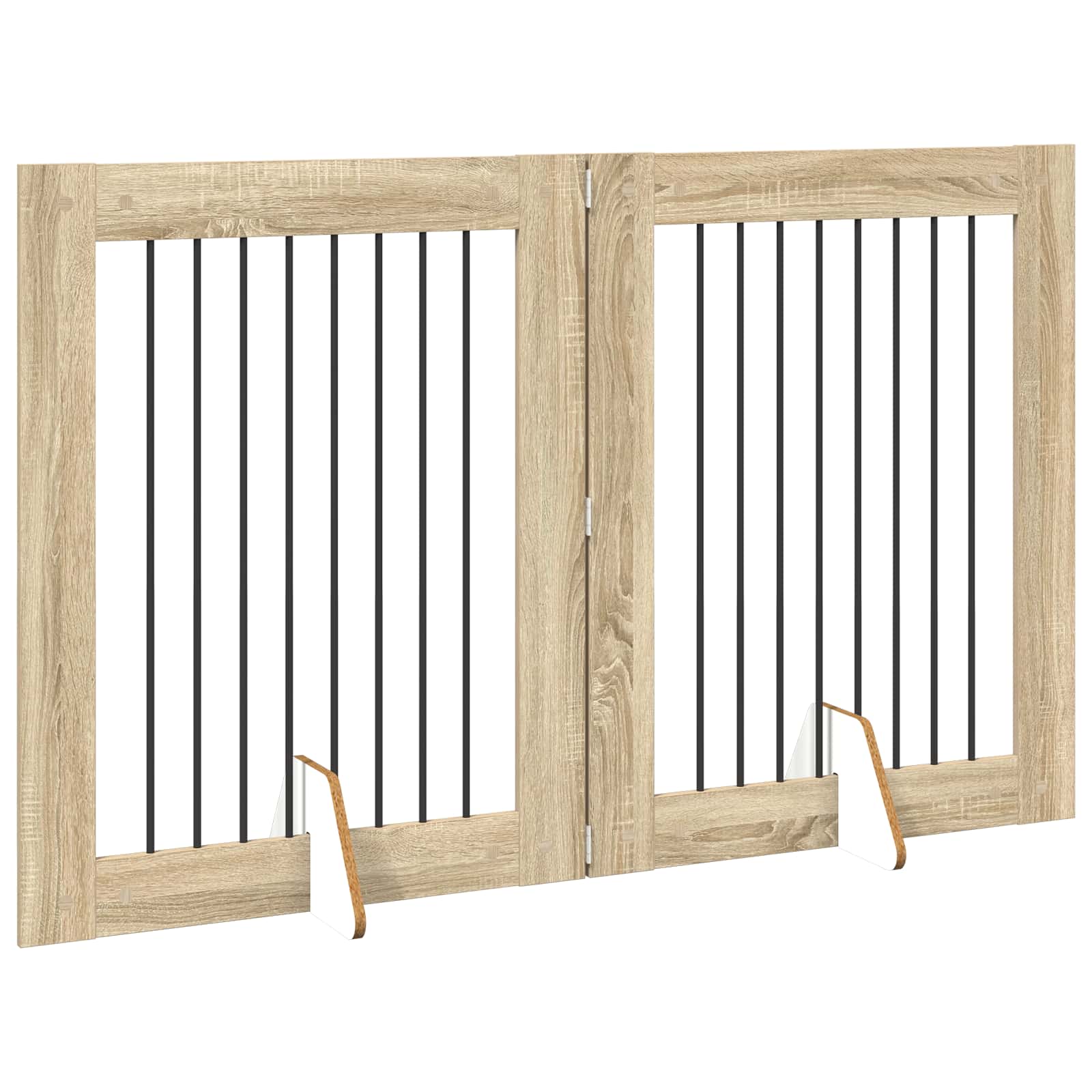 Foldable Dog Gate with Stands 2 pcs Sonoma Oak 160.5 cm
