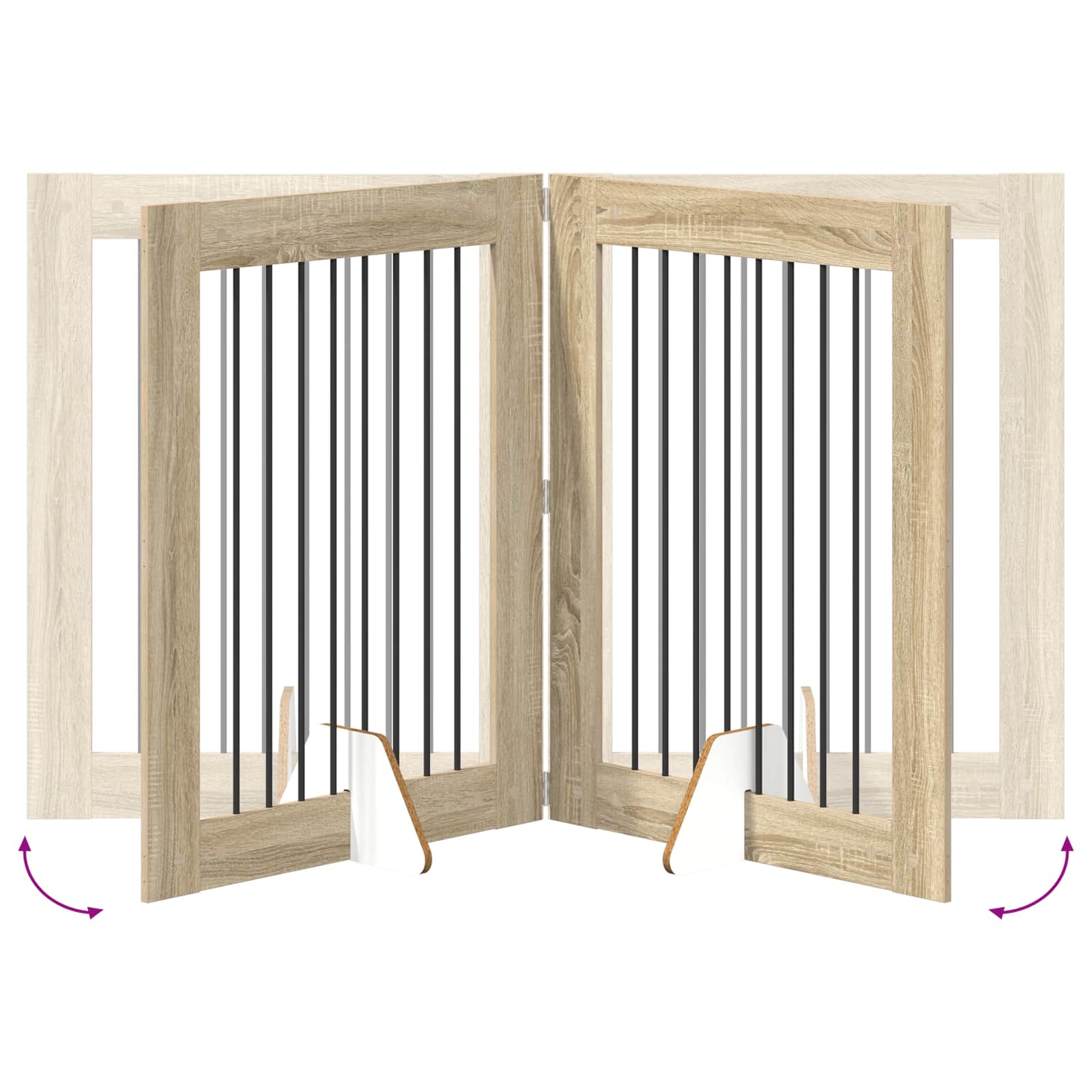 Foldable Dog Gate with Stands 2 pcs Sonoma Oak 160.5 cm