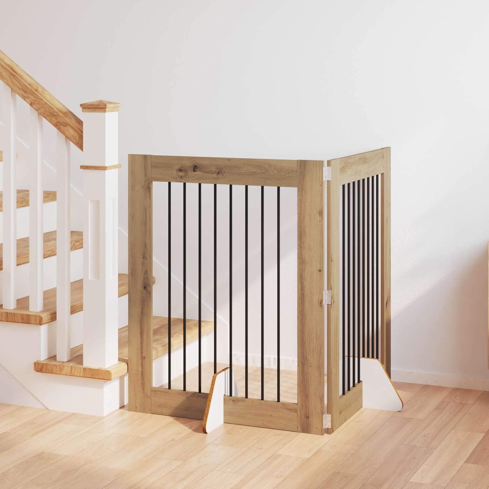 Dog Gate with Stands 2 pcs Artisan Oak 80 x 100 cm
