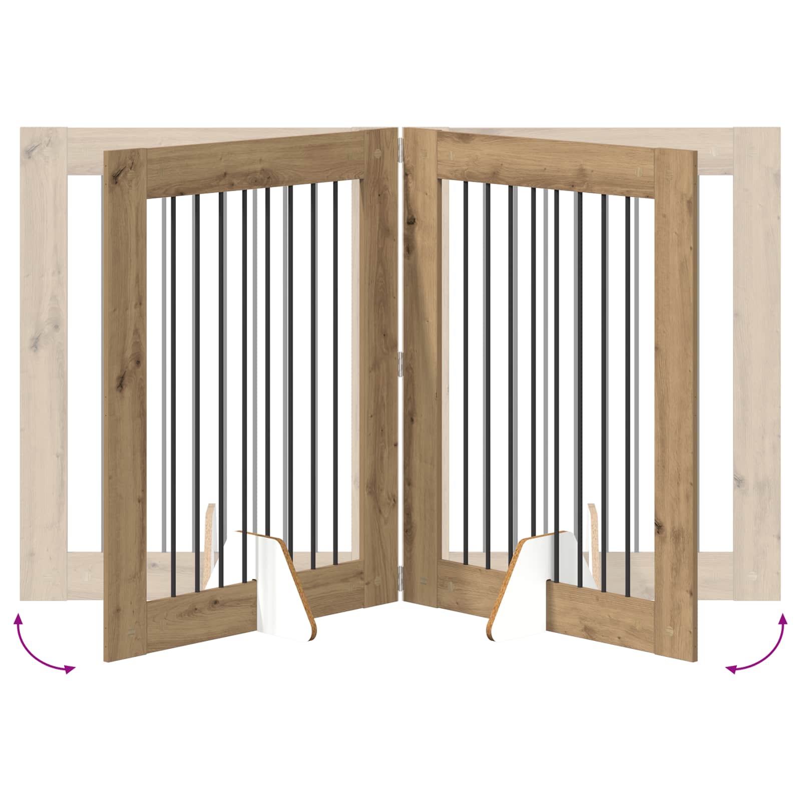 Foldable Dog Gate with Stands 2 pcs Artisan Oak 160.5 cm