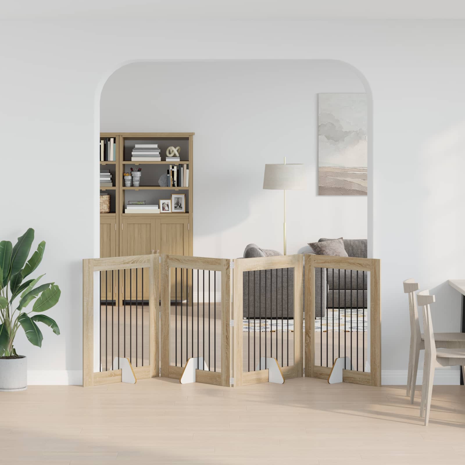 Dog Gate with Stands 4 pcs Sonoma Oak 80 x 100 cm
