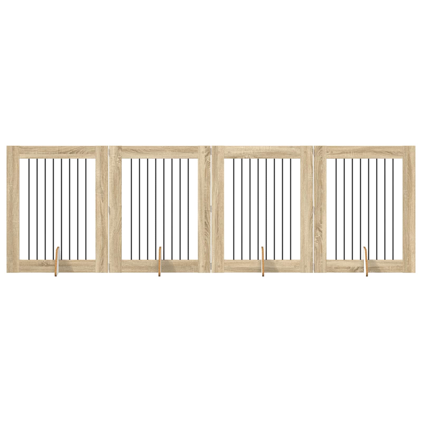 Foldable Dog Gate with Stands 4 pcs Sonoma Oak 321 cm