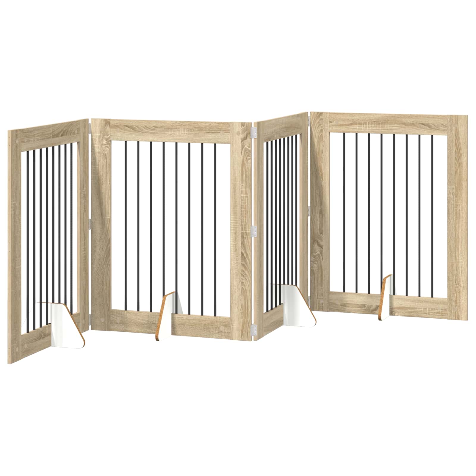 Foldable Dog Gate with Stands 4 pcs Sonoma Oak 321 cm