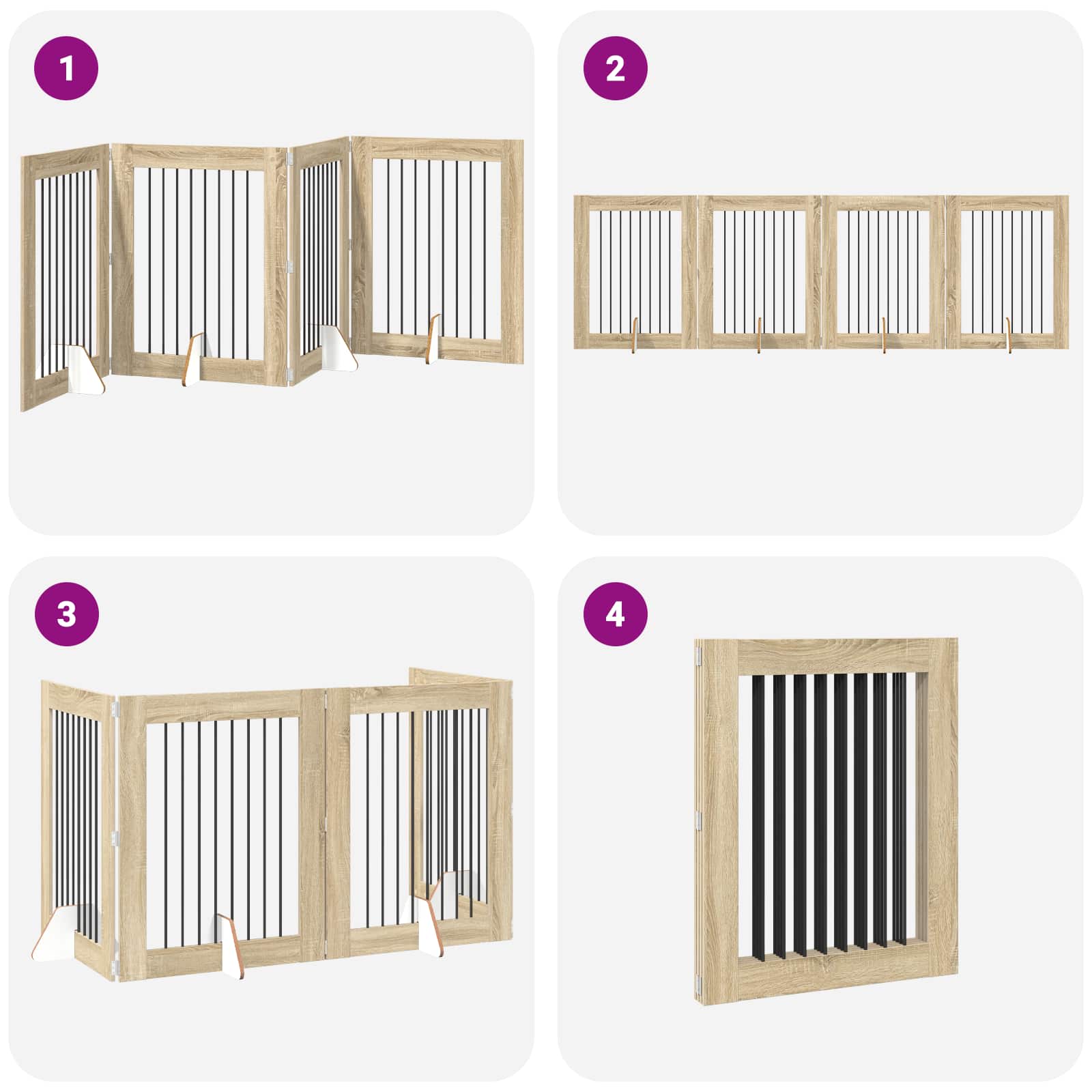 Foldable Dog Gate with Stands 4 pcs Sonoma Oak 321 cm