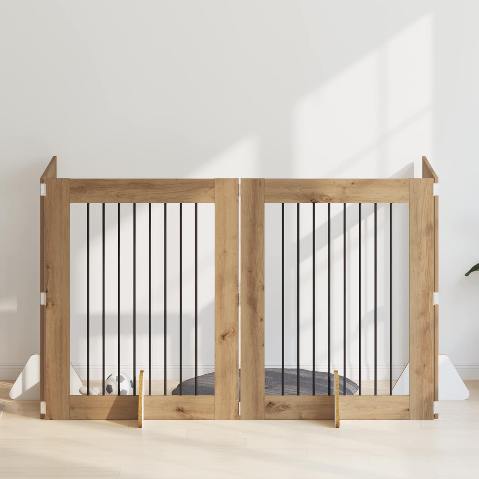 Dog Gate with Stands 4 pcs Artisan Oak 80 x 100 cm