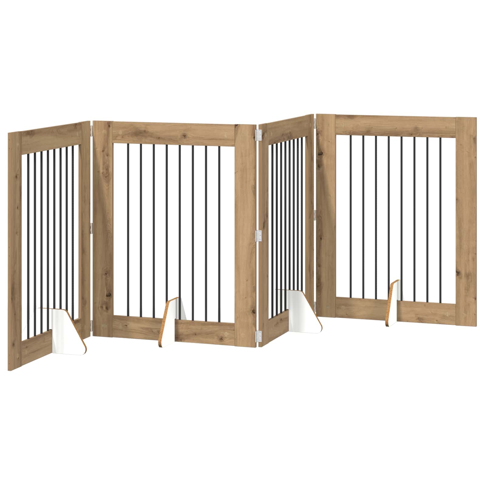 Foldable Dog Gate with Stands 4 pcs Artisan Oak 321 cm