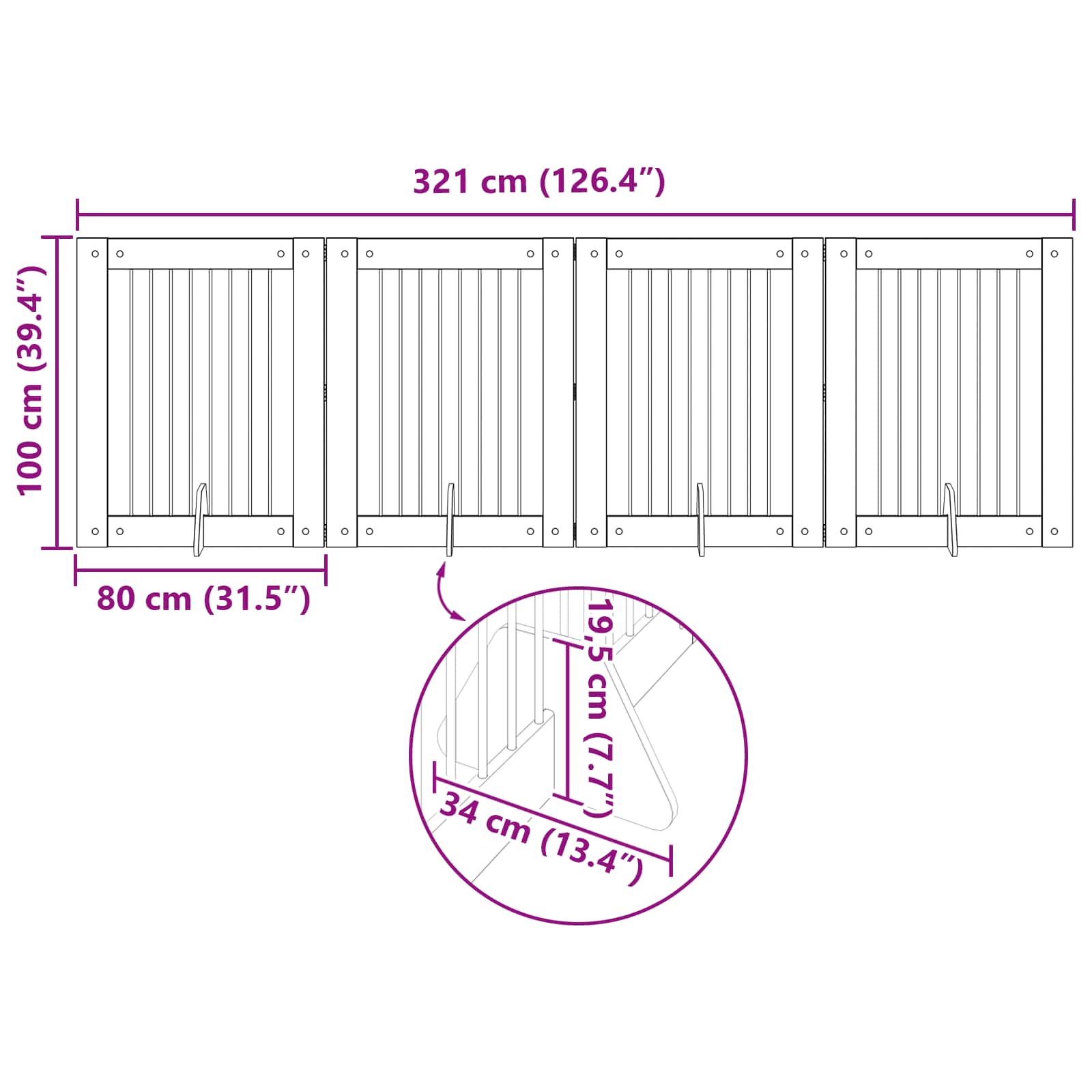 Foldable Dog Gate with Stands 4 pcs Artisan Oak 321 cm