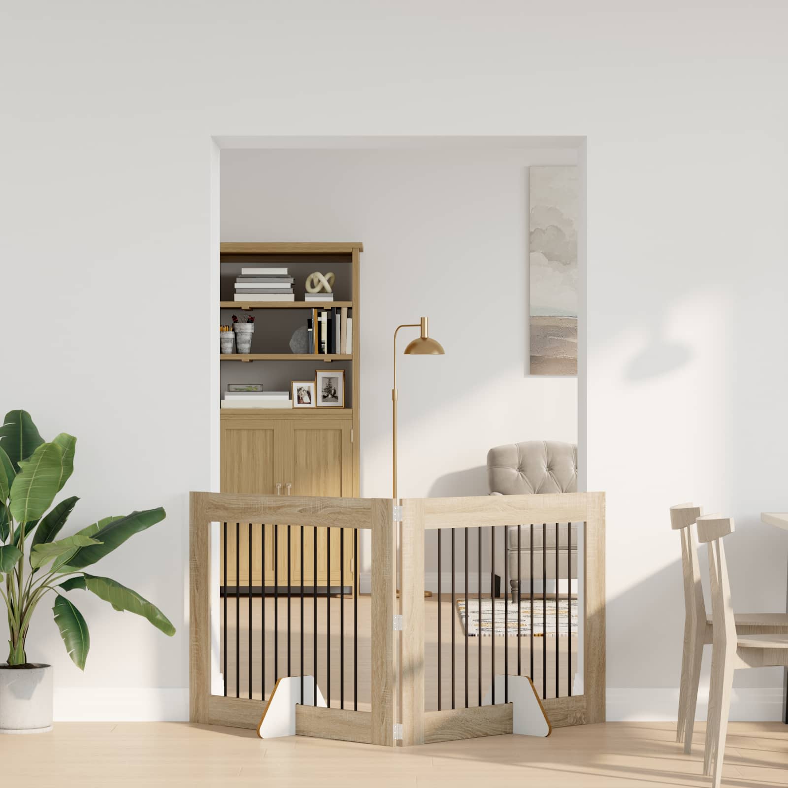 Foldable Dog Gate with Stands 2 pcs Sonoma Oak 200.5 cm