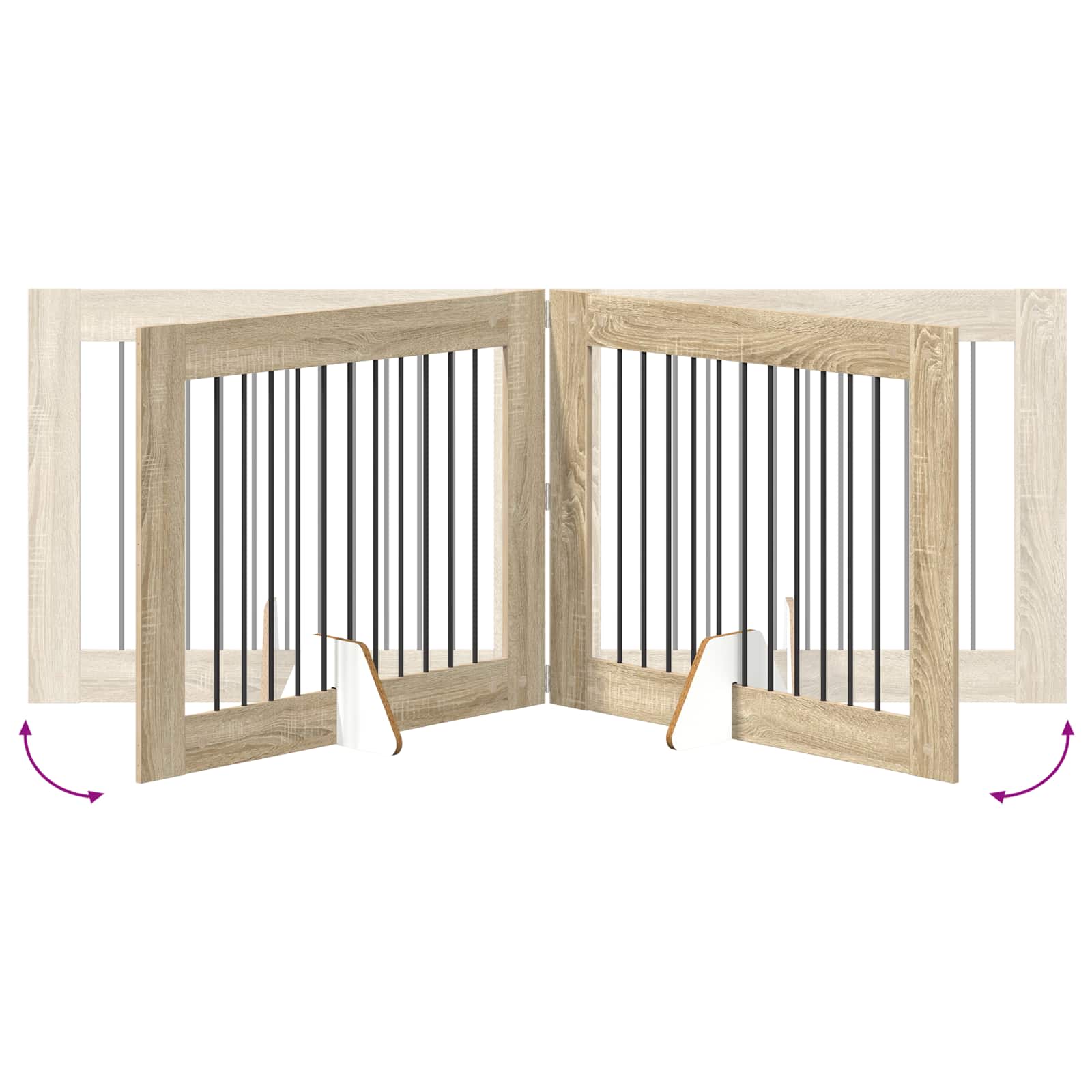 Foldable Dog Gate with Stands 2 pcs Sonoma Oak 200.5 cm