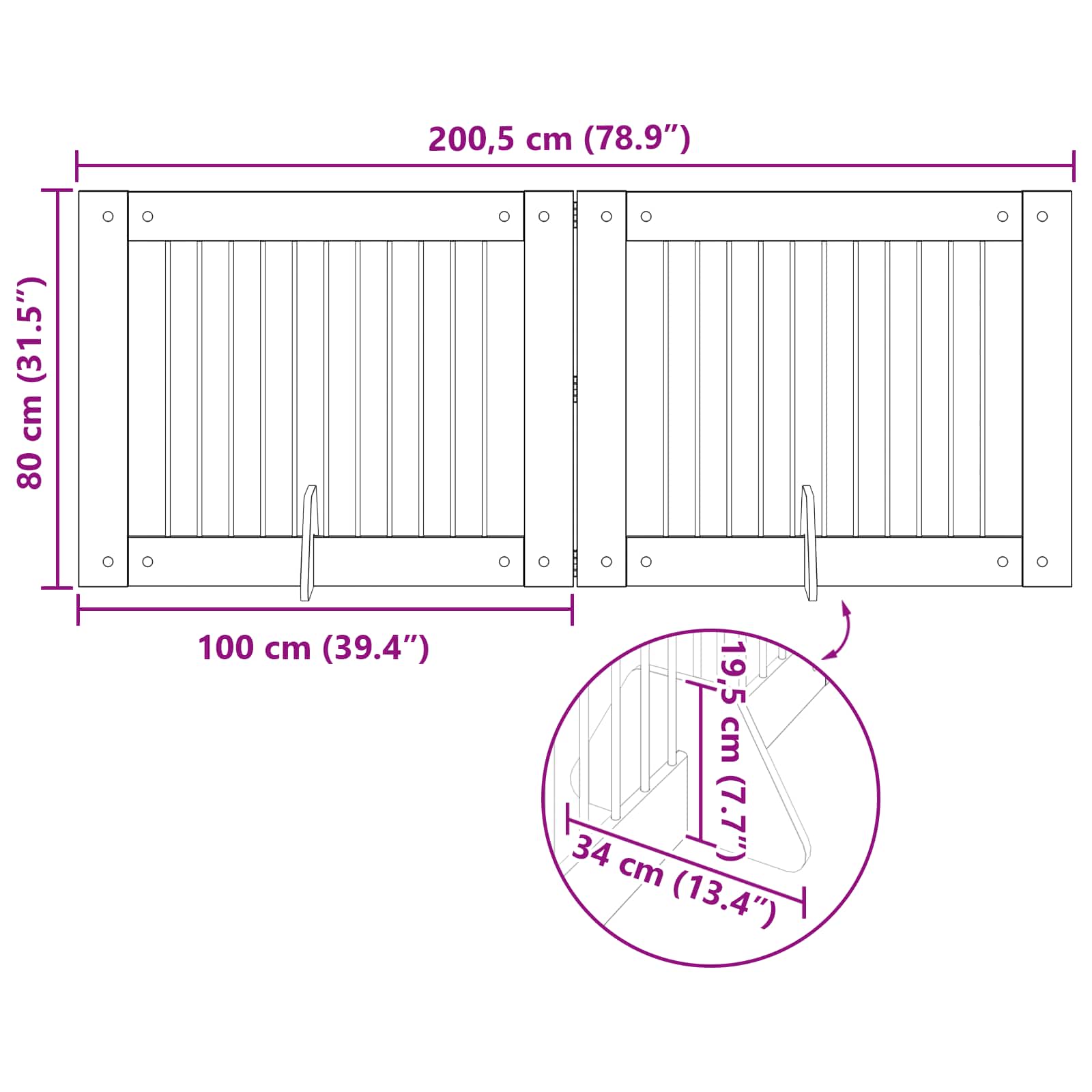 Foldable Dog Gate with Stands 2 pcs Sonoma Oak 200.5 cm