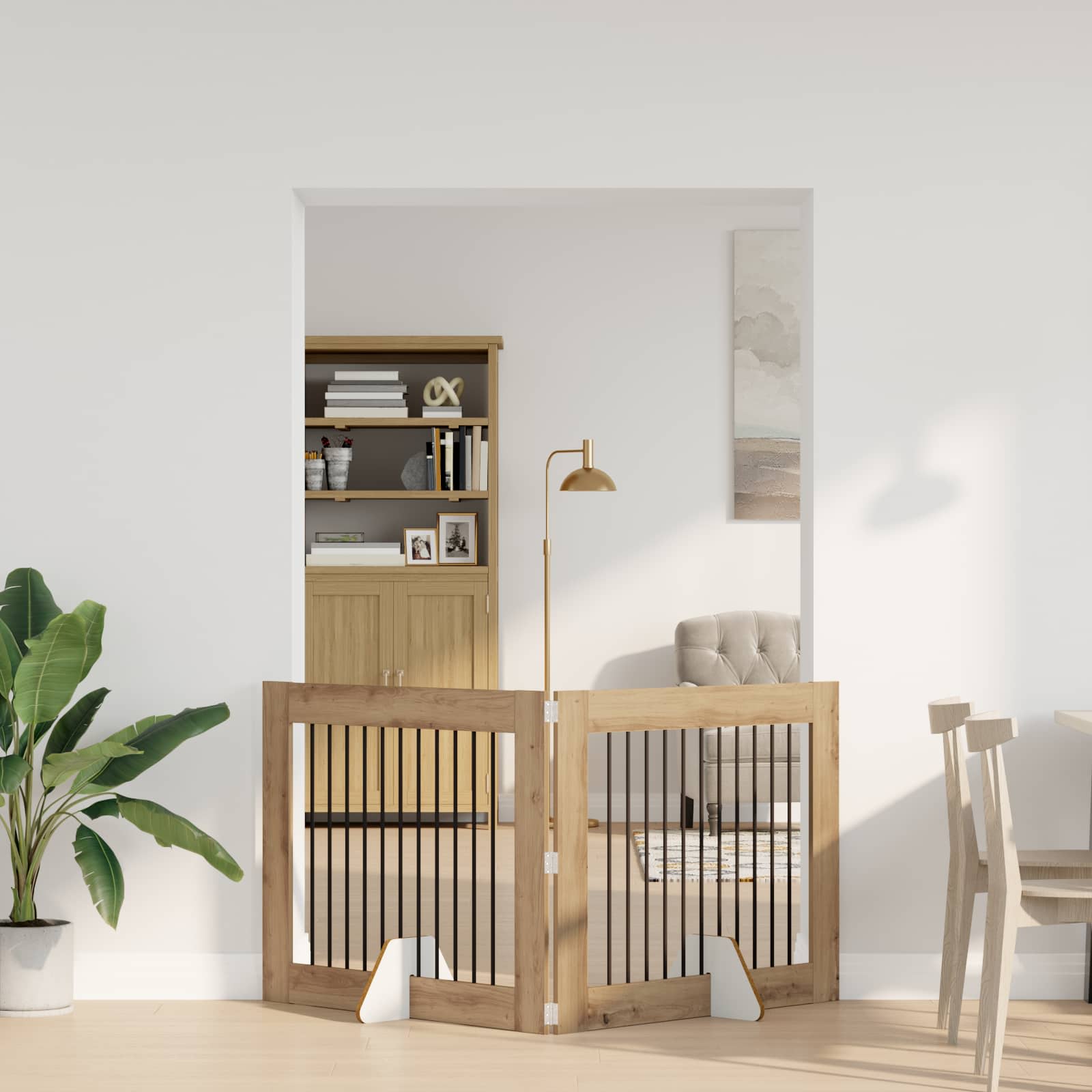 Foldable Dog Gate with Stands 2 pcs Artisan Oak 200.5 cm