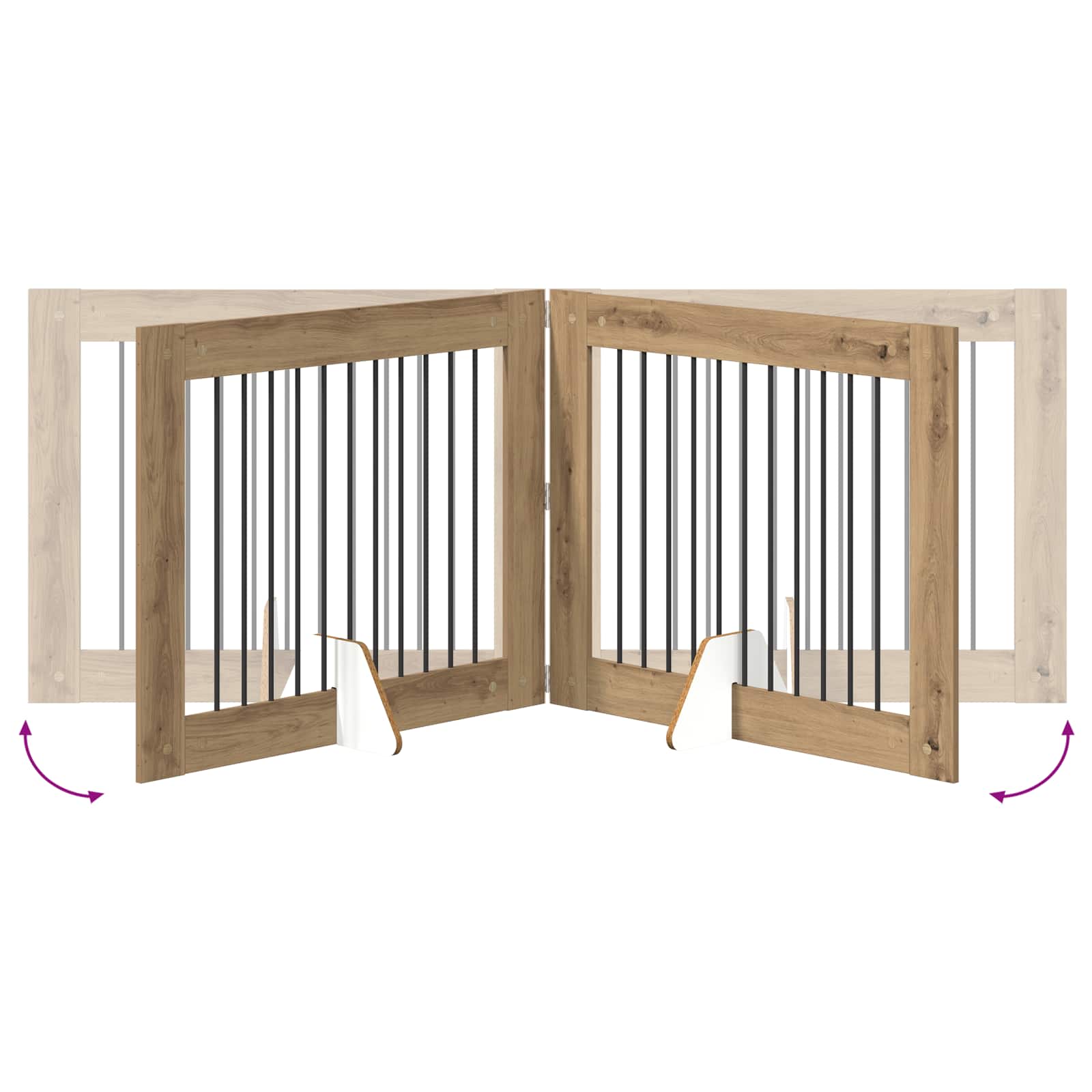 Foldable Dog Gate with Stands 2 pcs Artisan Oak 200.5 cm