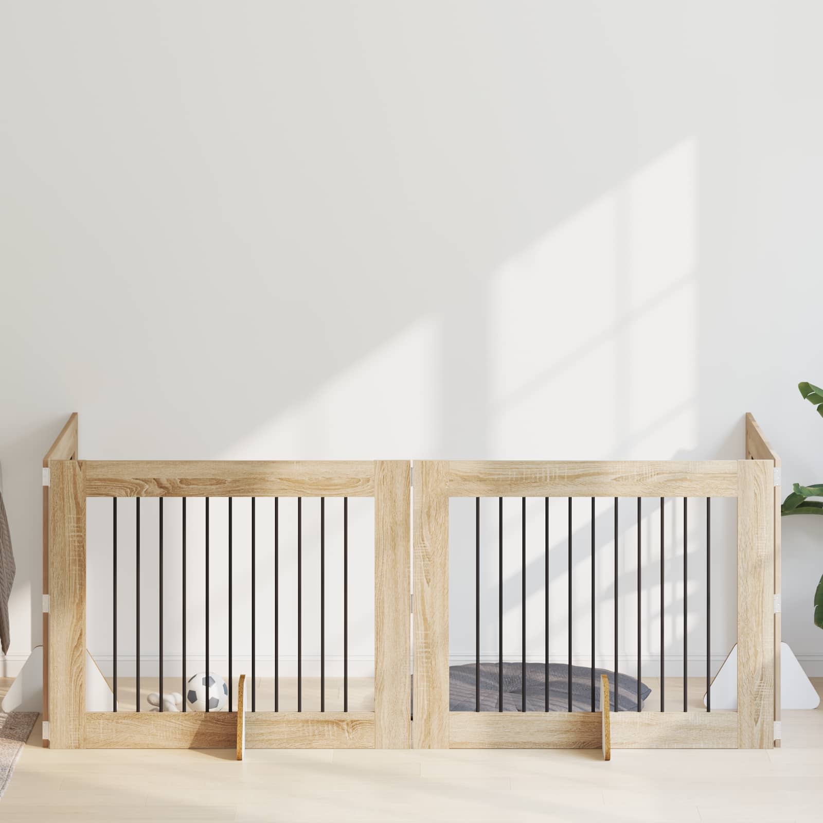 Dog Gate with Stands 4 pcs Sonoma Oak 100 x 80 cm