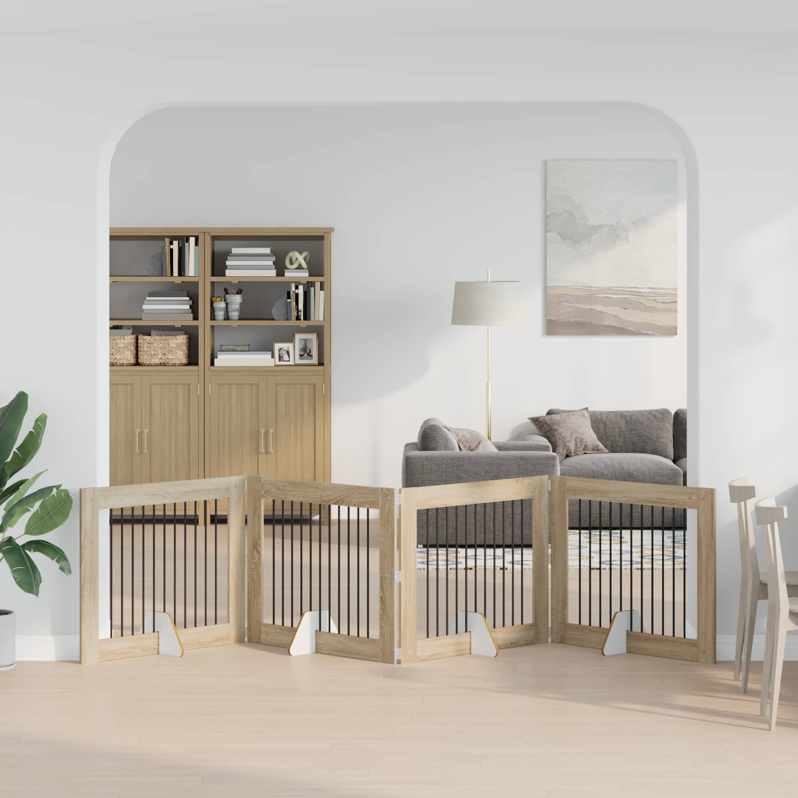 Foldable Dog Gate with Stands 4 pcs Sonoma Oak 401 cm
