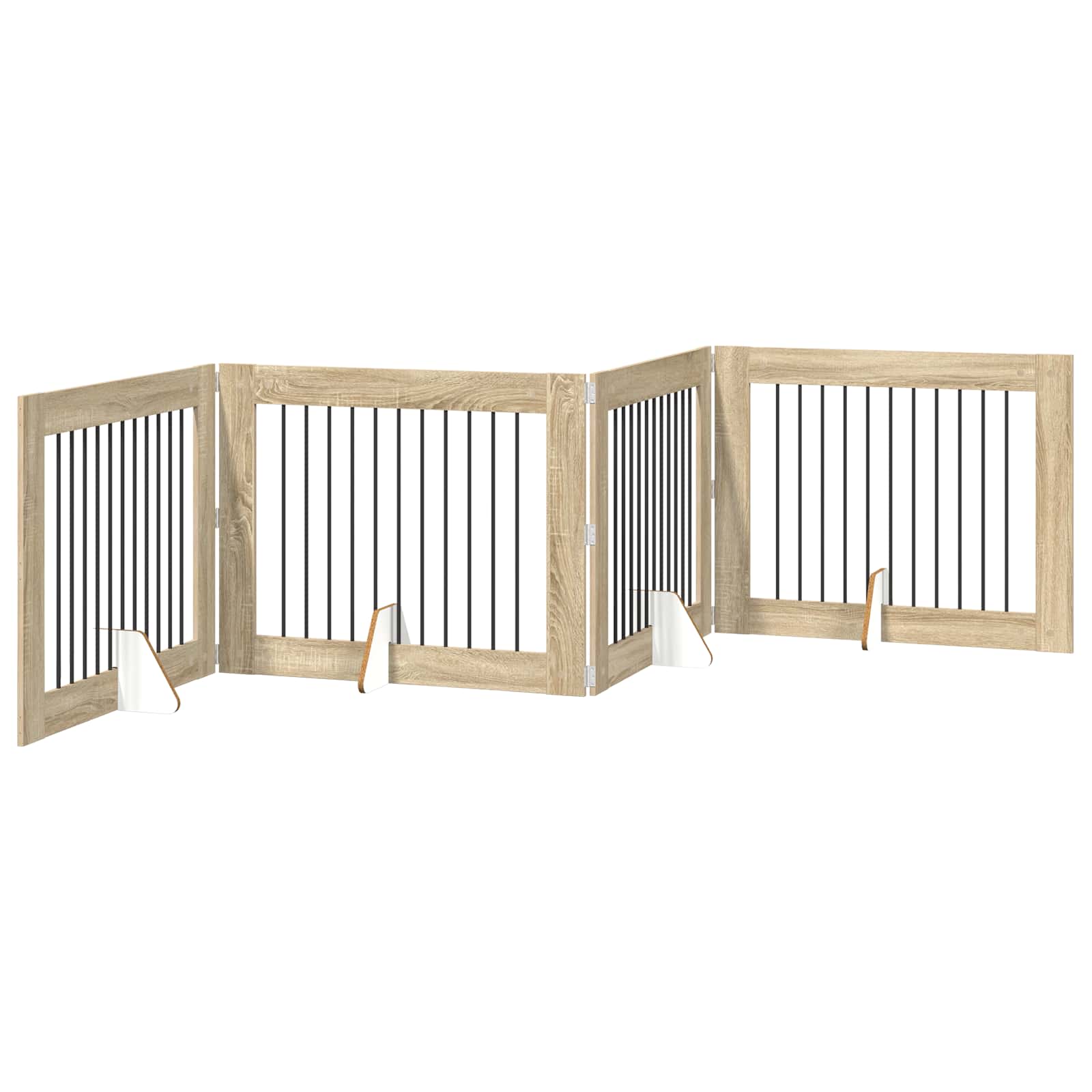 Dog Gate with Stands 4 pcs Sonoma Oak 100 x 80 cm